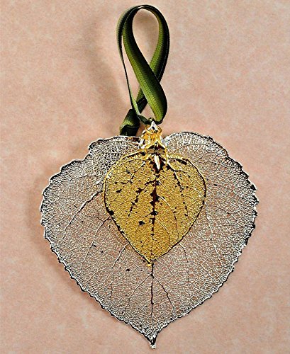 Elegant Silver Aspen Tree Pendant with Gold Leaf Charm - Perfect for Women's Necklace & Gift Giving