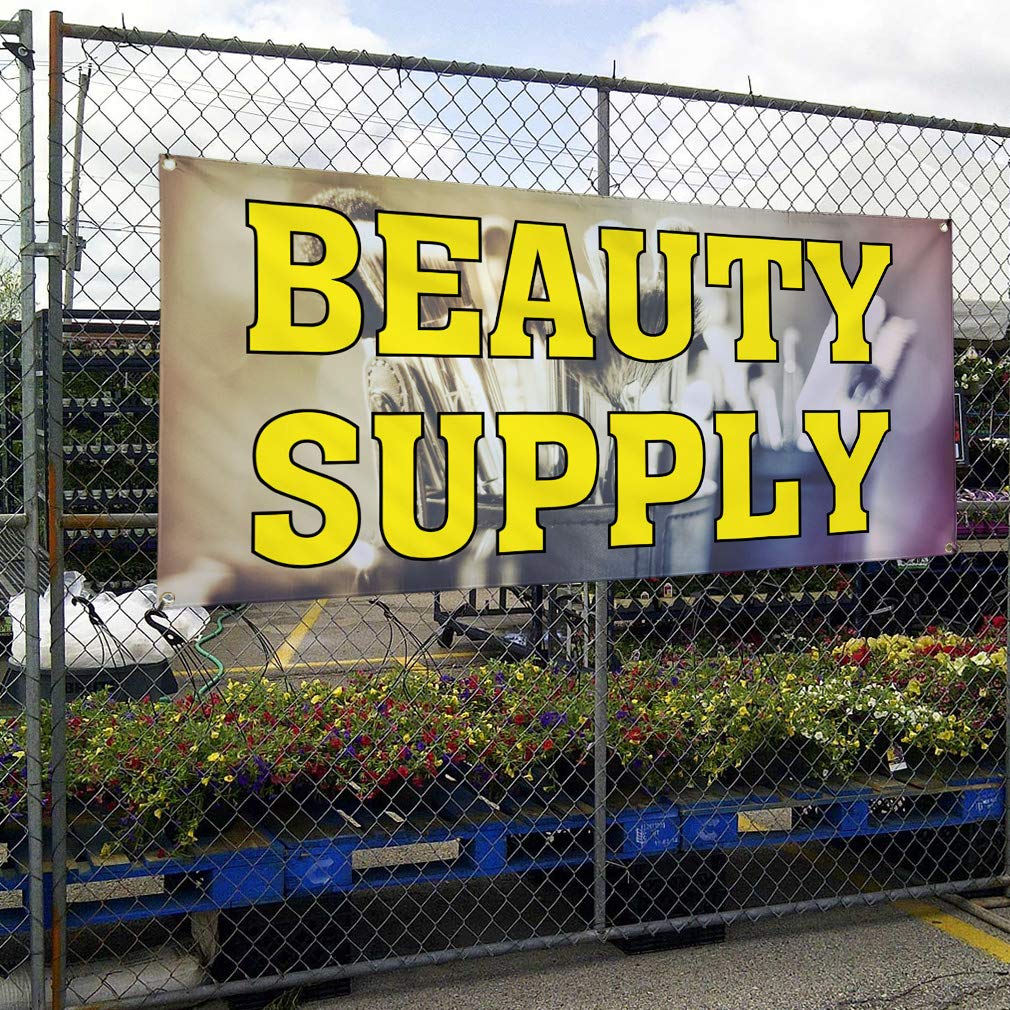 Vinyl Banner - 48x96 Inches, Weatherproof Outdoor Sign with 8 Grommets for Beauty Supply Stores, Business Advertising & Industrial Yard Signs - Perfect for Retail Promotions, Trade Shows & Construction Site Safety