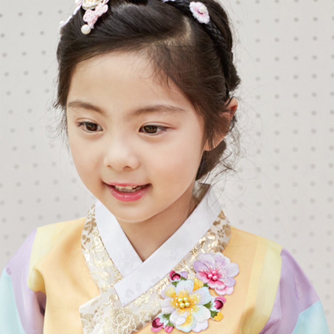 Korean Hanbok Traditional Dress for Baby Girls - Ivory Rainbow Top & Pink Skirt - Perfect for Lunar New Year, Korean Festivals & Cultural Events