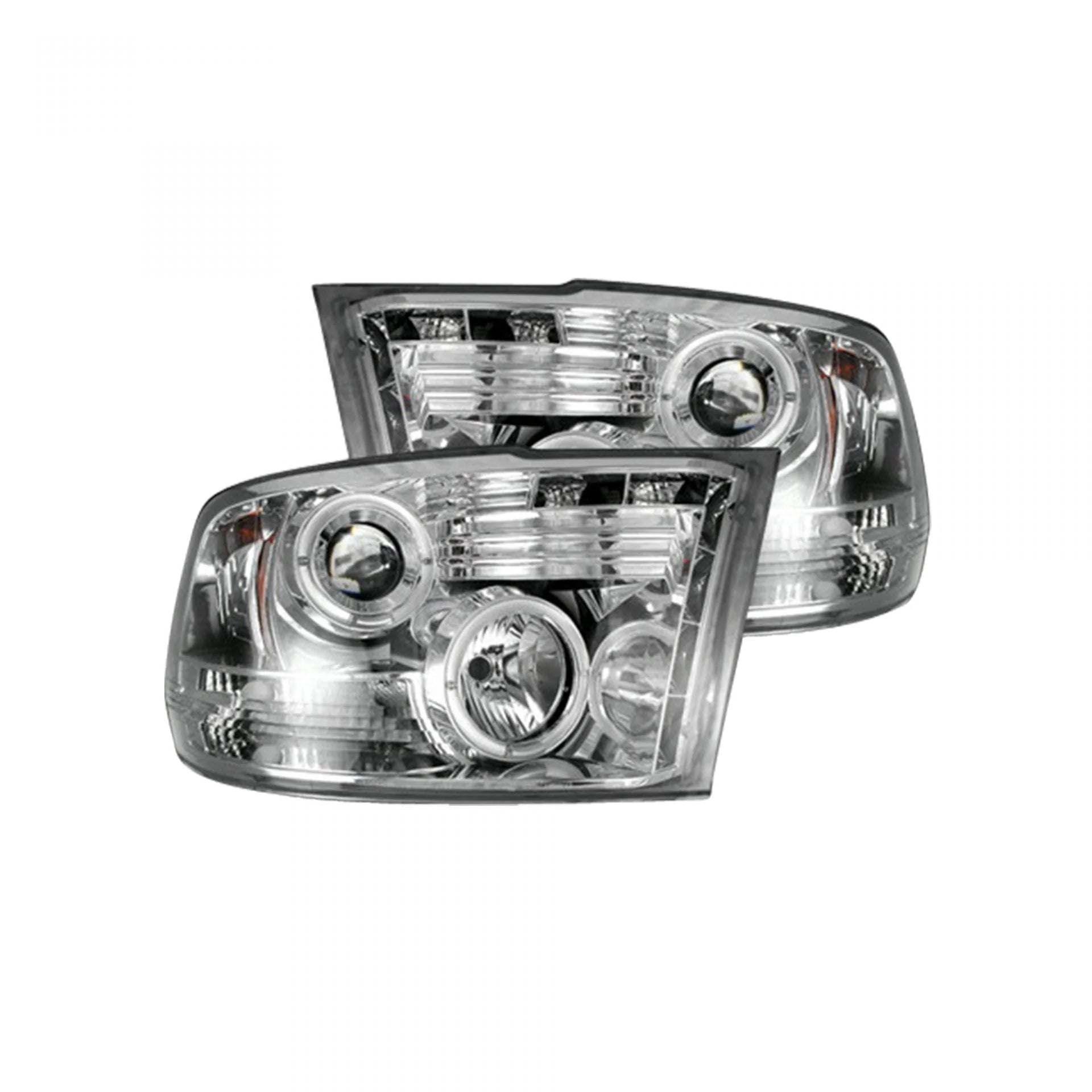 Dodge RAM 2500/3500 (2010-2018) Projector Headlights with CCFL Halo Rings & DRL - Clear/Chrome Housing - Upgrade Your Truck Lighting for Night Driving & Off-Road Adventures
