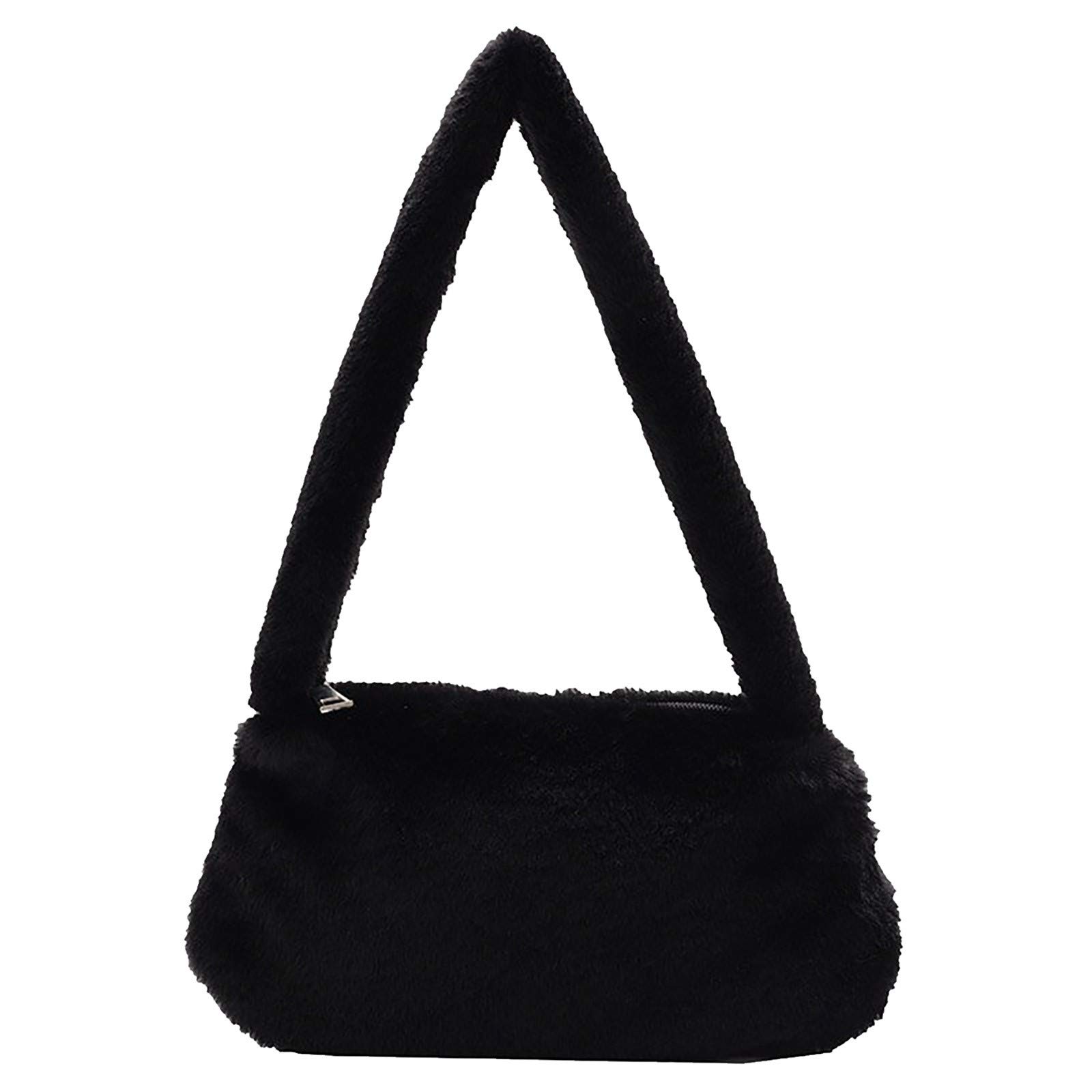 Stylish Faux Fur Crossbody Bag for Women - Trendy Underarm Messenger Purse with Adjustable Strap, Spacious Shoulder Tote (Black) - Perfect for Work, Travel & Night Out