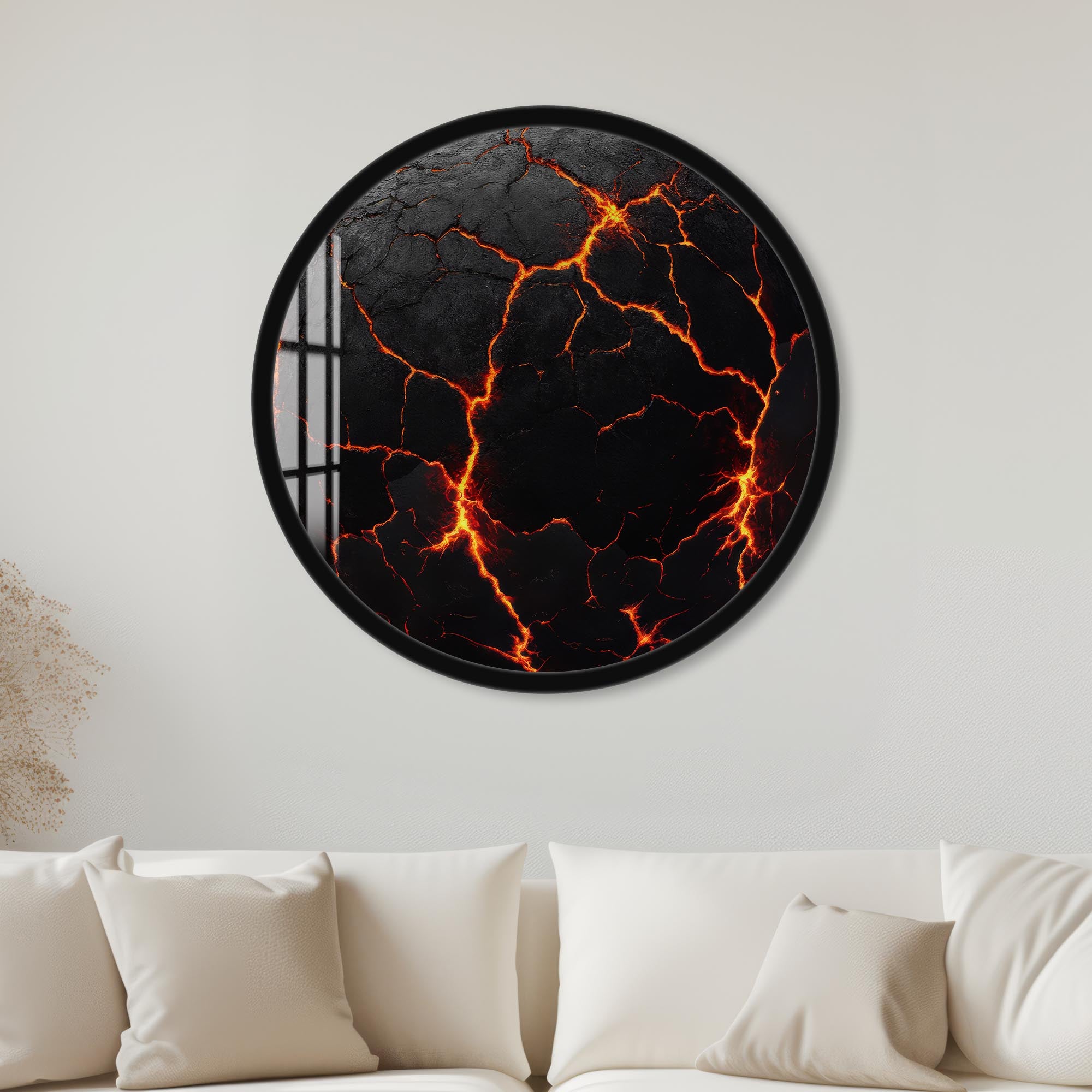 Lava Rounded Glass Wall Art - Modern Abstract Home Decor for Living Room, Bedroom & Office - Shatterproof & UV Resistant - Perfect for Gifts & Interior Design