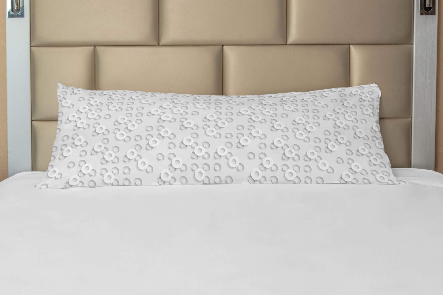 Ambesonne Geometric Circle Body Pillow Cover with Zipper - Modern Dispersed Ring Design & Structural Circuit Bands - Western Art Style Decorative Accent Long Pillowcase (21