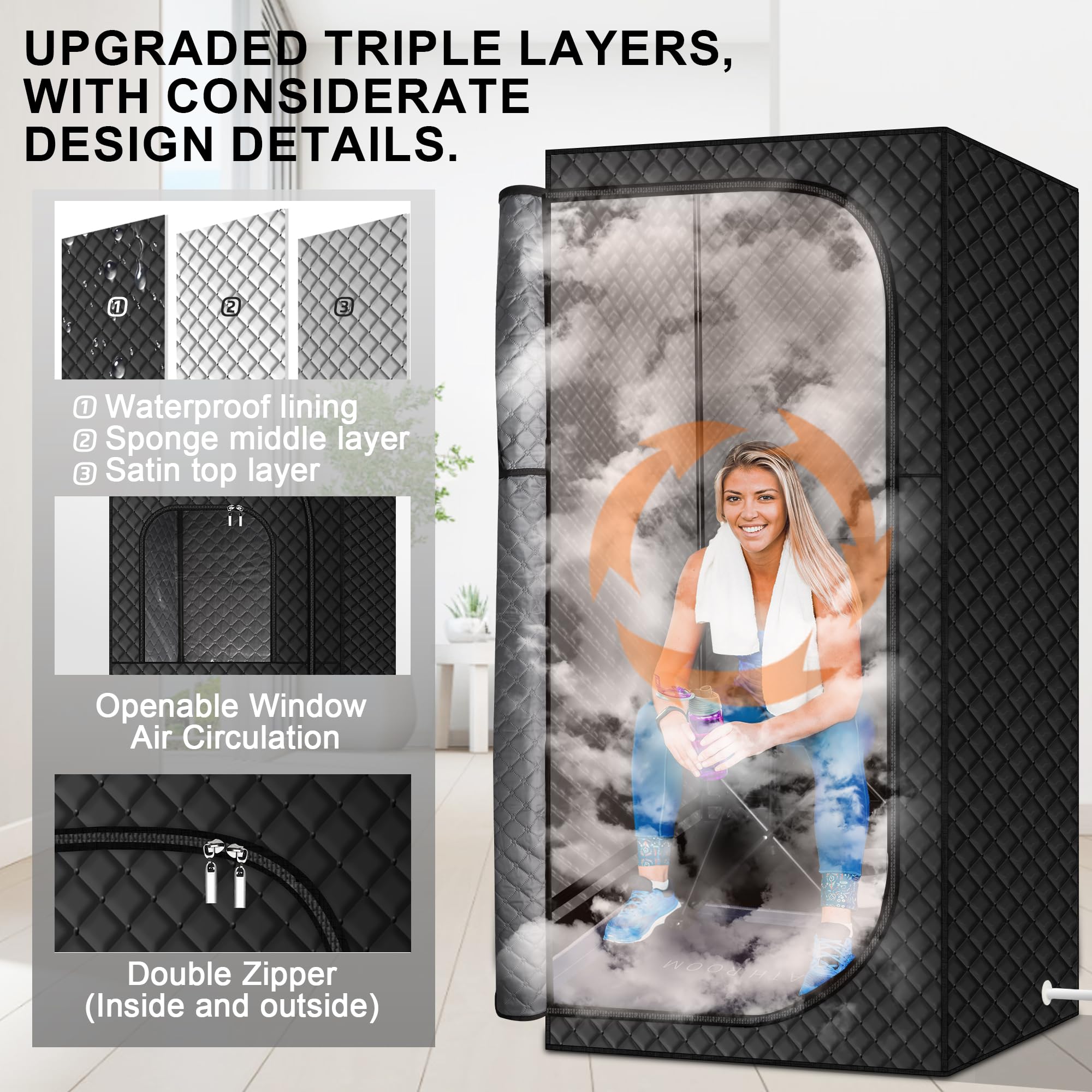 Portable Steam Sauna Box for Home - 2.6L 1500W Personal Sauna Tent with Remote Control & Folding Chair | Perfect for Home Spa, Gym, Yoga, Pilates, Garage Relaxation & Detox