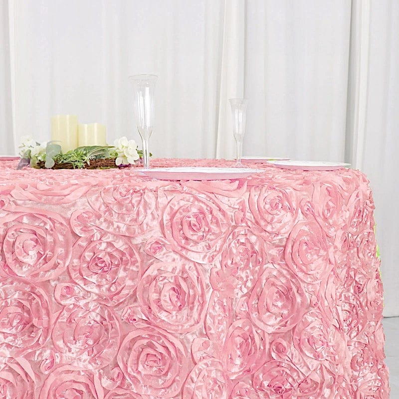 120-Piece Satin Ribbon Roses Tablecloth - Elegant Round Table Cover for Weddings, Parties & Home Decor - Perfect for Dining Tables, Centerpieces & Event Decorations