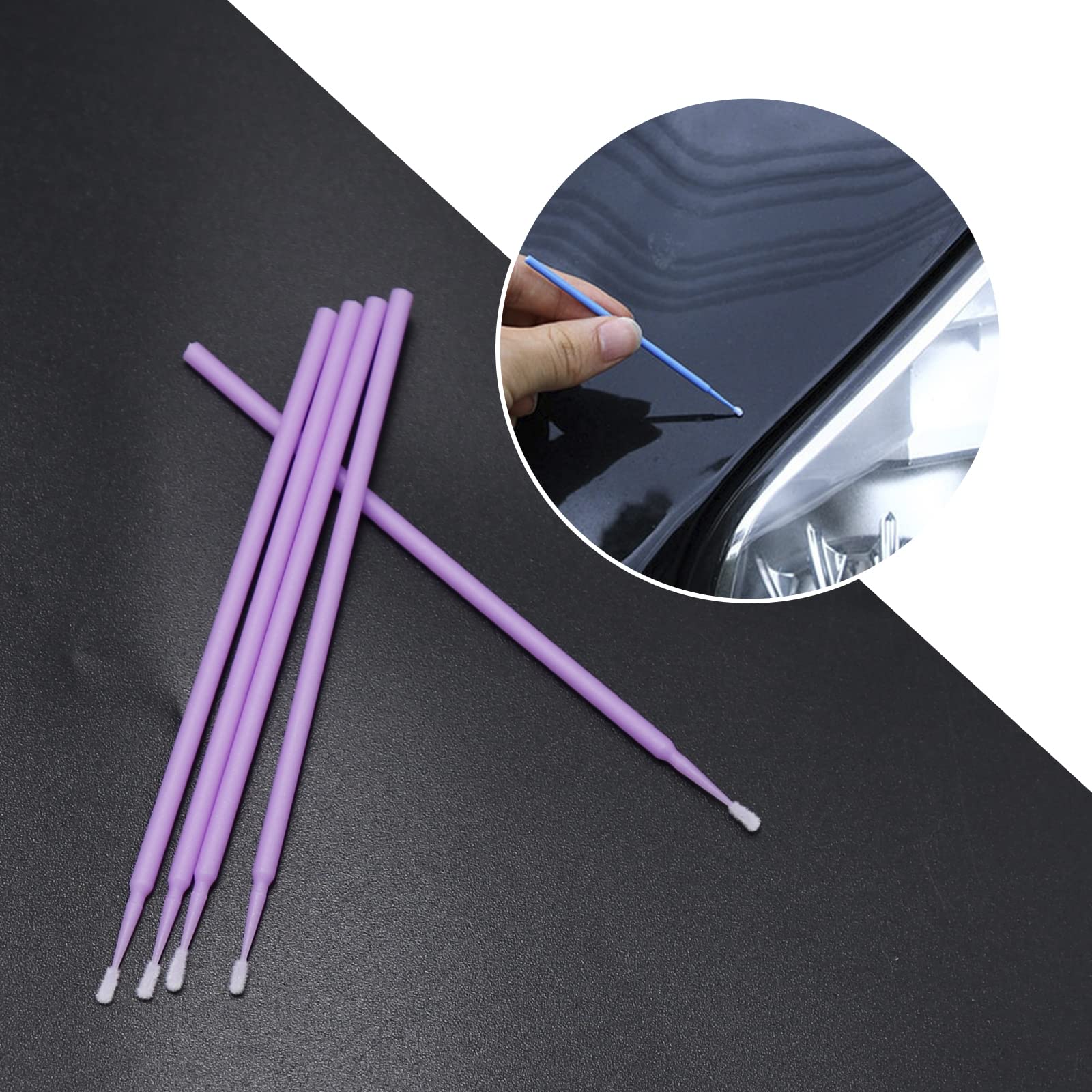 UOIENRT 200-Piece Touch Up Paint Brush Set - Micro Detail Brushes for Automotive Paint Repair, Stone Chips & Scratches (1.0mm, 1.3mm, 1.8mm, 2.5mm) - Disposable Applicators for Car Detailing & DIY Projects