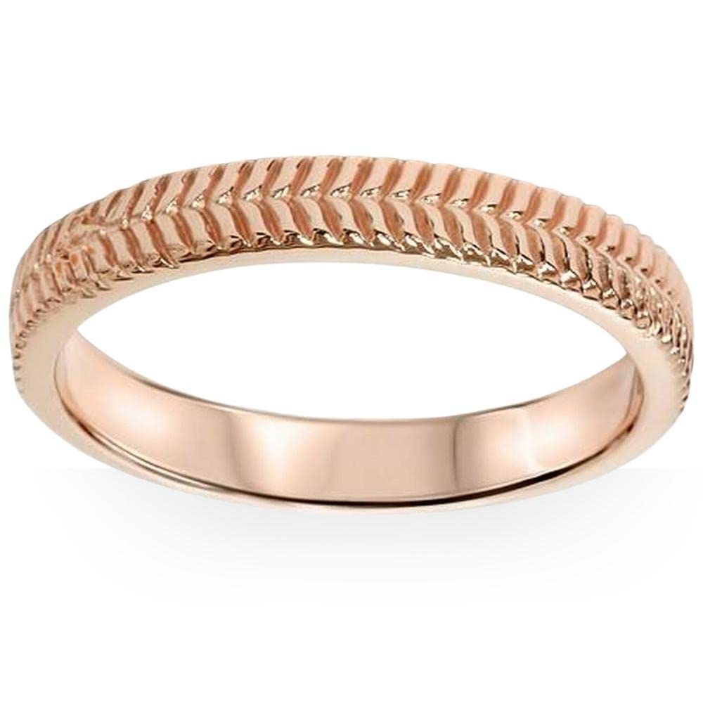 14K Rose Gold Hand Carved Wedding Band for Women - Unique Floral Design Engagement Ring, Perfect for Bridal, Anniversary & Valentine's Day Gifts