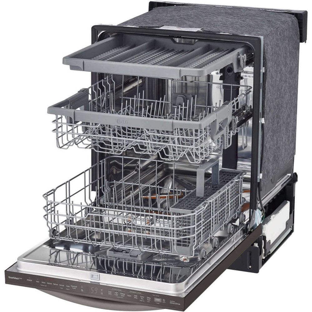 LG 24 Inch Top Control Wi-Fi Enabled Dishwasher with TrueSteam Technology & 3rd Rack - Black Stainless Steel (LDTS5552D) | Energy Efficient Quiet Operation for Modern Kitchens