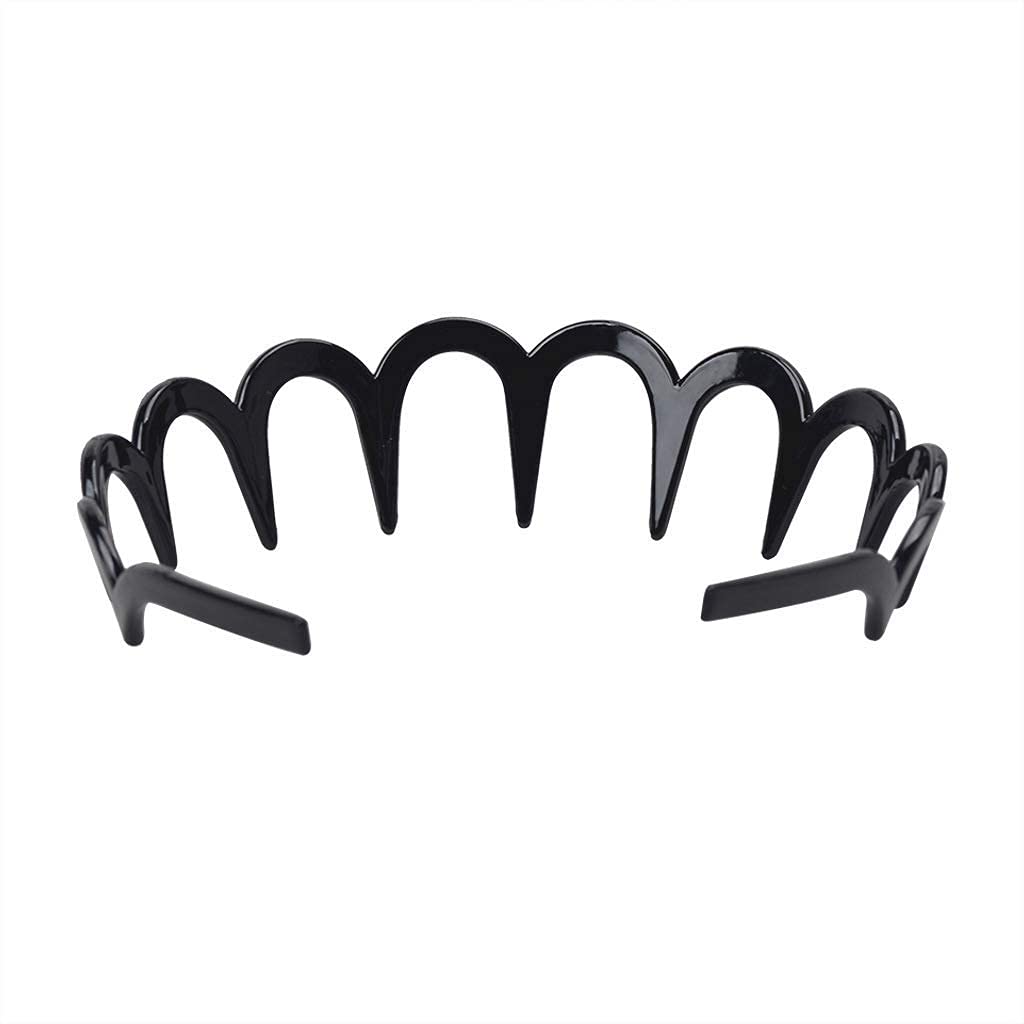 2-Piece Plastic Plain Headbands with Teeth Comb - Skinny DIY Hair Bands for Women & Girls - Perfect for Halloween, Cosplay, and Everyday Hair Styling
