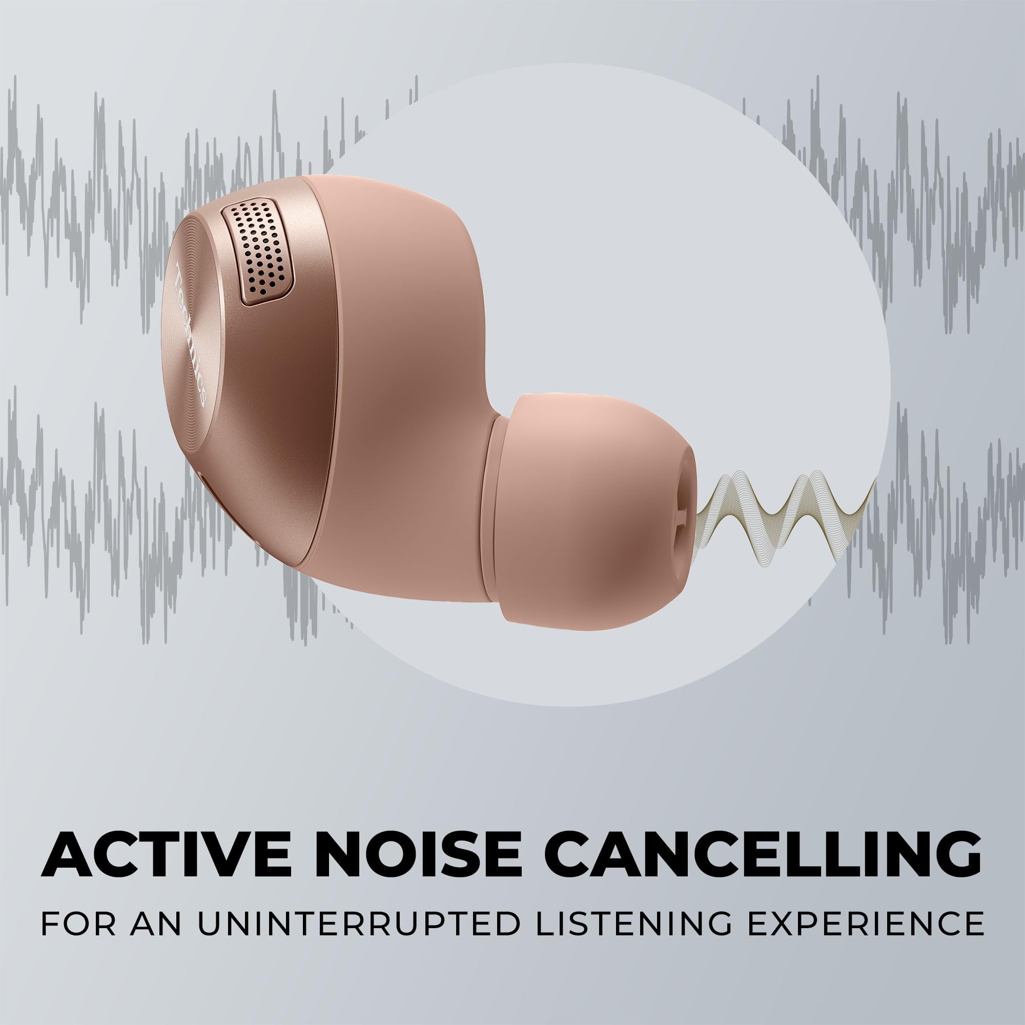 Technics HiFi True Wireless Earbuds II with Active Noise Cancelling & Multipoint Bluetooth - LDAC Compatible, Rose Gold (EAH-AZ40M2-N) | Perfect for Commuting, Workouts & Travel