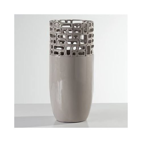 Elegant Grey Resin Tall Vase with Link Cutout Design - Perfect for Home Decor, Wedding Centerpieces, and Floral Arrangements
