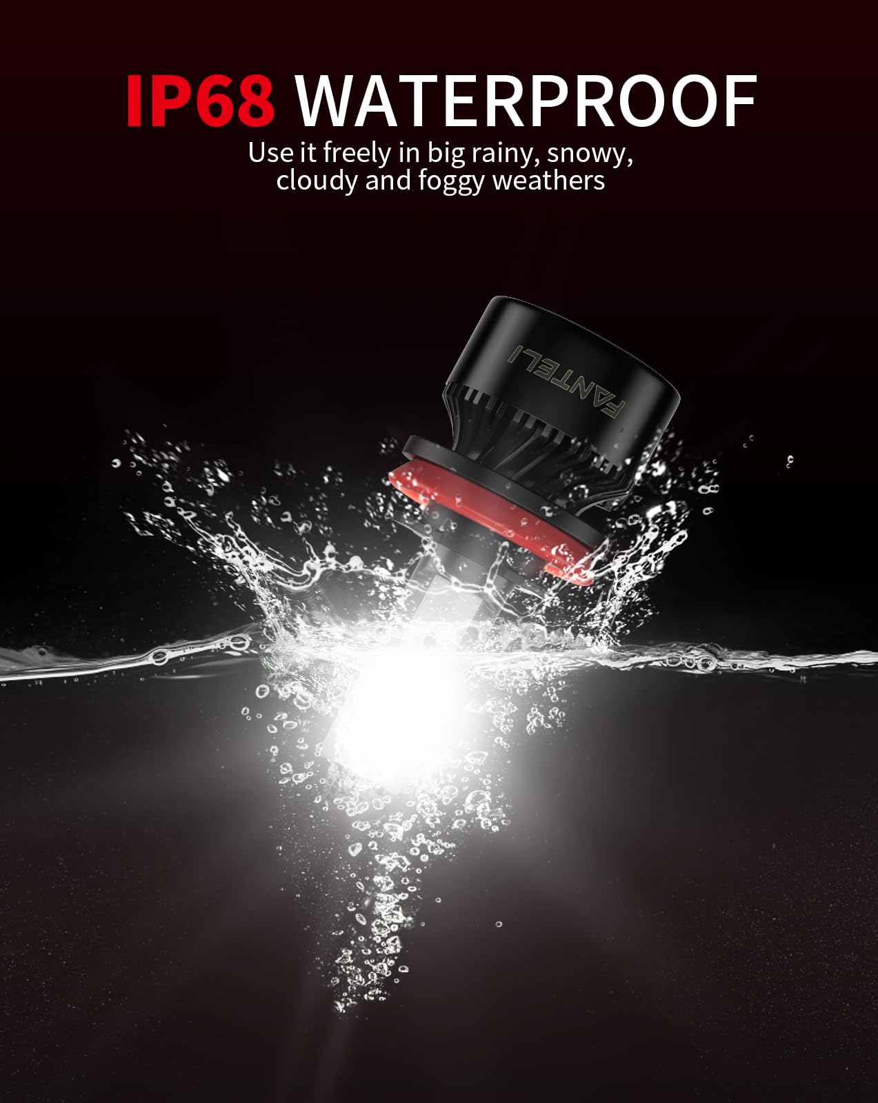 H11 LED Bulb 34000LM 800% Brighter - H8 H9 Compatible 6000K Cool White IP68 Waterproof - Pack of 2 - Perfect for Interior Dome, Map, Door and License Plate Lights - Plug and Play Installation