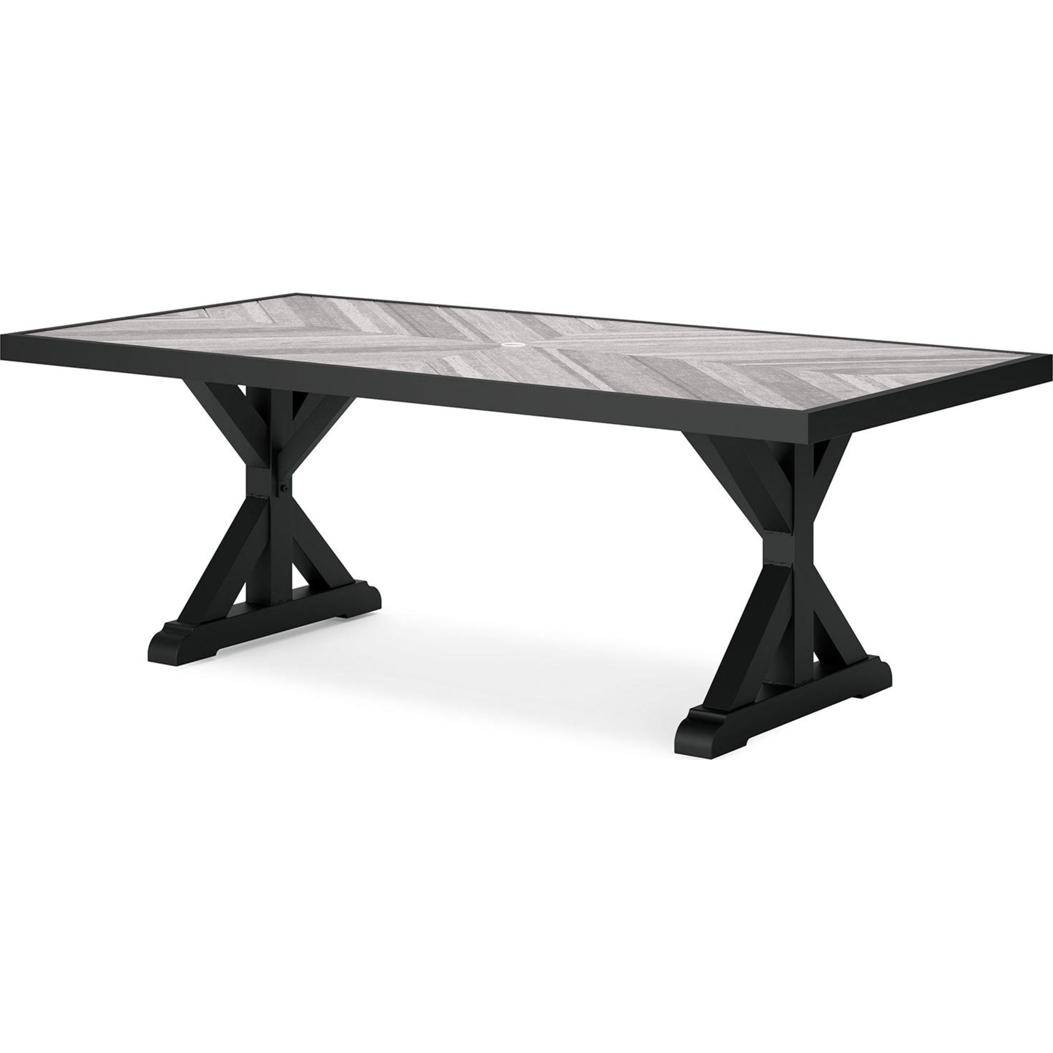 Beachcroft Outdoor Rectangle Dining Table - Waterproof & Rust-Resistant, Black/Light Gray - Perfect for Patio, Garden, and Backyard Dining