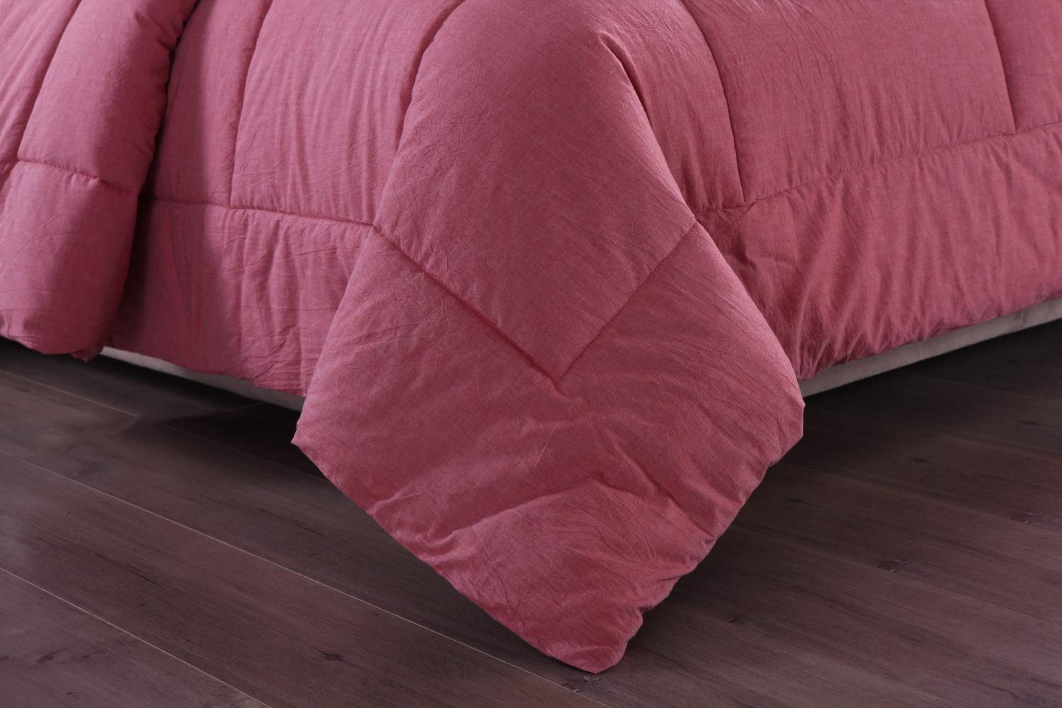 Premium Washed Cotton Comforter Set King Size - Soft & Breathable Bedding for All Seasons - Red Luxury Bedding for Master Bedroom & Guest Room
