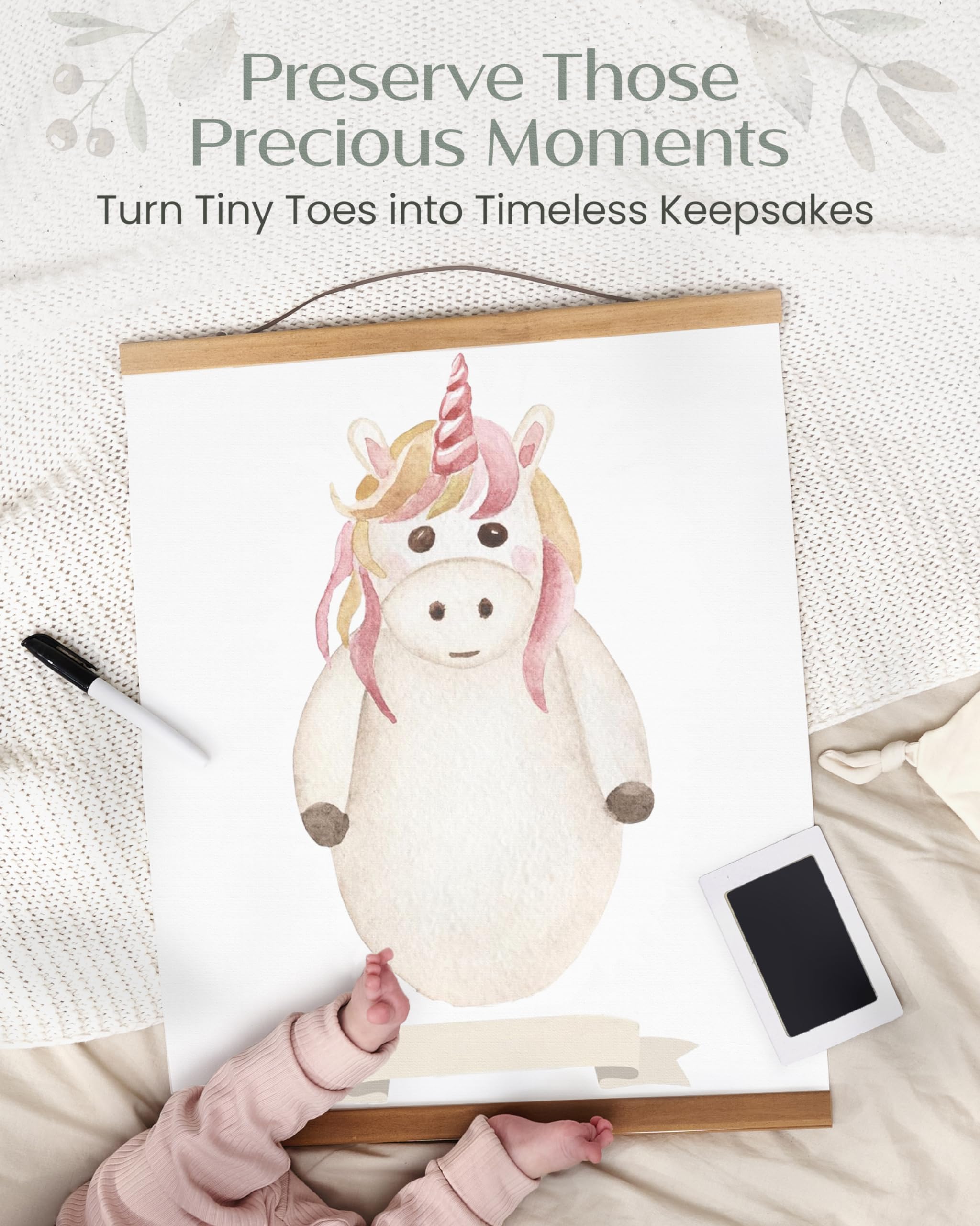 Unicorn Baby Footprint Kit - Newborn Hand & Footprint Keepsake Maker for Baby Shower Gifts, First Birthday & Memory Preservation | Perfect for Nursery Decor, Christening Gifts & DIY Baby Crafts