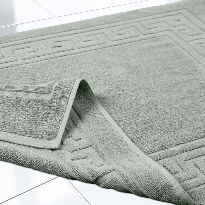 Premium Cotton 2-Piece Greek Key Border Bath Mat Set - Ultra Absorbent, Non-Slip Bathroom Rug - Perfect for Modern Bathrooms, Master Suites & Spa-Like Retreats