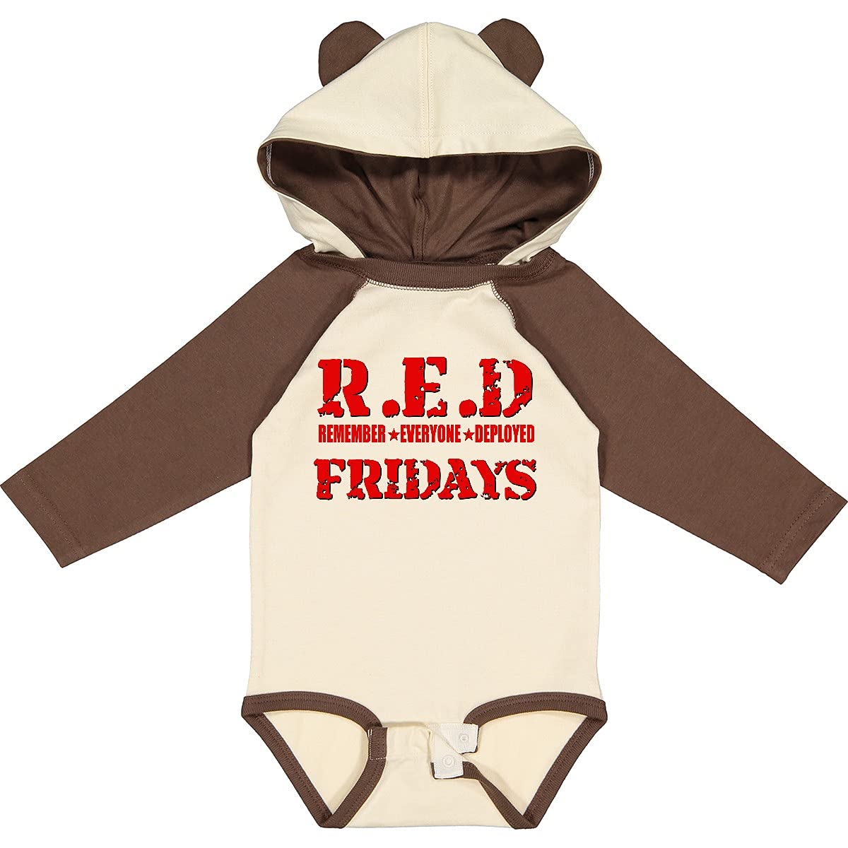 Inktastic Red Fridays Long Sleeve Baby Bodysuit - Soft Cotton Creeper for Infants, Unisex Baby Romper for Holidays & Family Events (Red) - Perfect for Christmas, Photo Shoots and Special Occasions