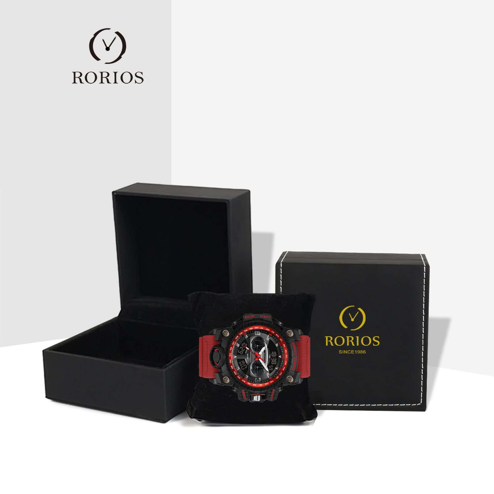 RORIOS Men's Sports Watch - Digital Military Watch with Alarm, Luminous Display, Waterproof for Outdoor, Running, Hiking & Casual Wear
