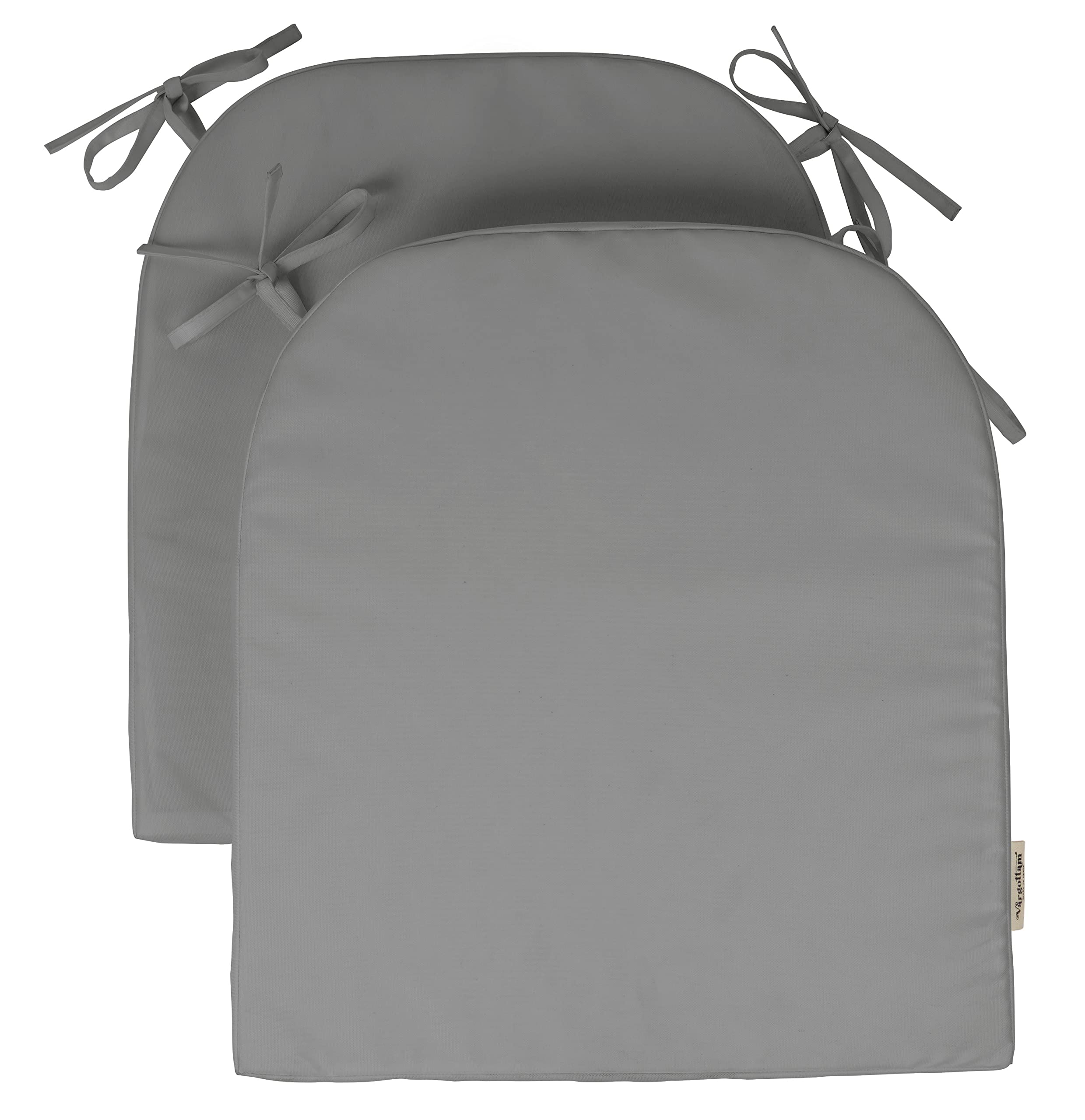 Premium Indoor/Outdoor Patio Chair Cushions with Ties - 16x18 Inch Round Back Seat Cushions for Garden Furniture, Deck Chairs & Outdoor Seating - Water-Resistant & Comfortable - Set of 2 (Gray) - Perfect for Backyard, Poolside & Patio Relaxation