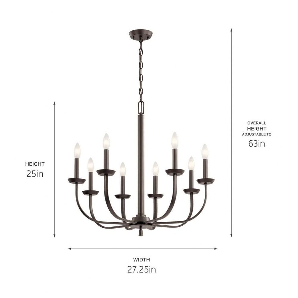8-Light Traditional Simple Chandelier Fixture in Olde Bronze - Perfect for Dining Room, Foyer, and Bedroom Lighting