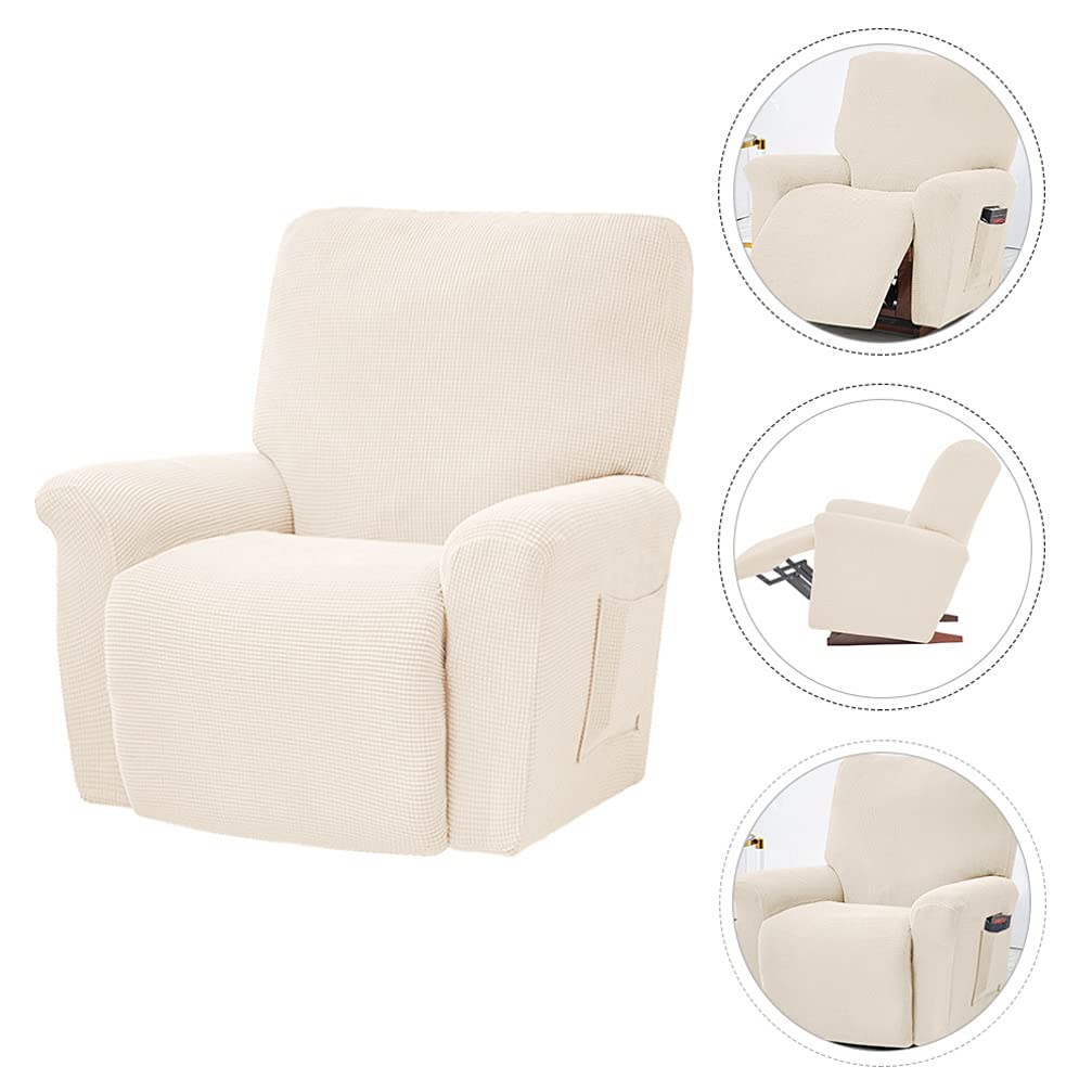 Beavorty Universal Elastic Chair Cover - 1PC White Polyester Sofa Protector for Recliner, Massage Chair & Bed - Soft Stretchable Furniture Slipcover for Home, Office & Salon Use