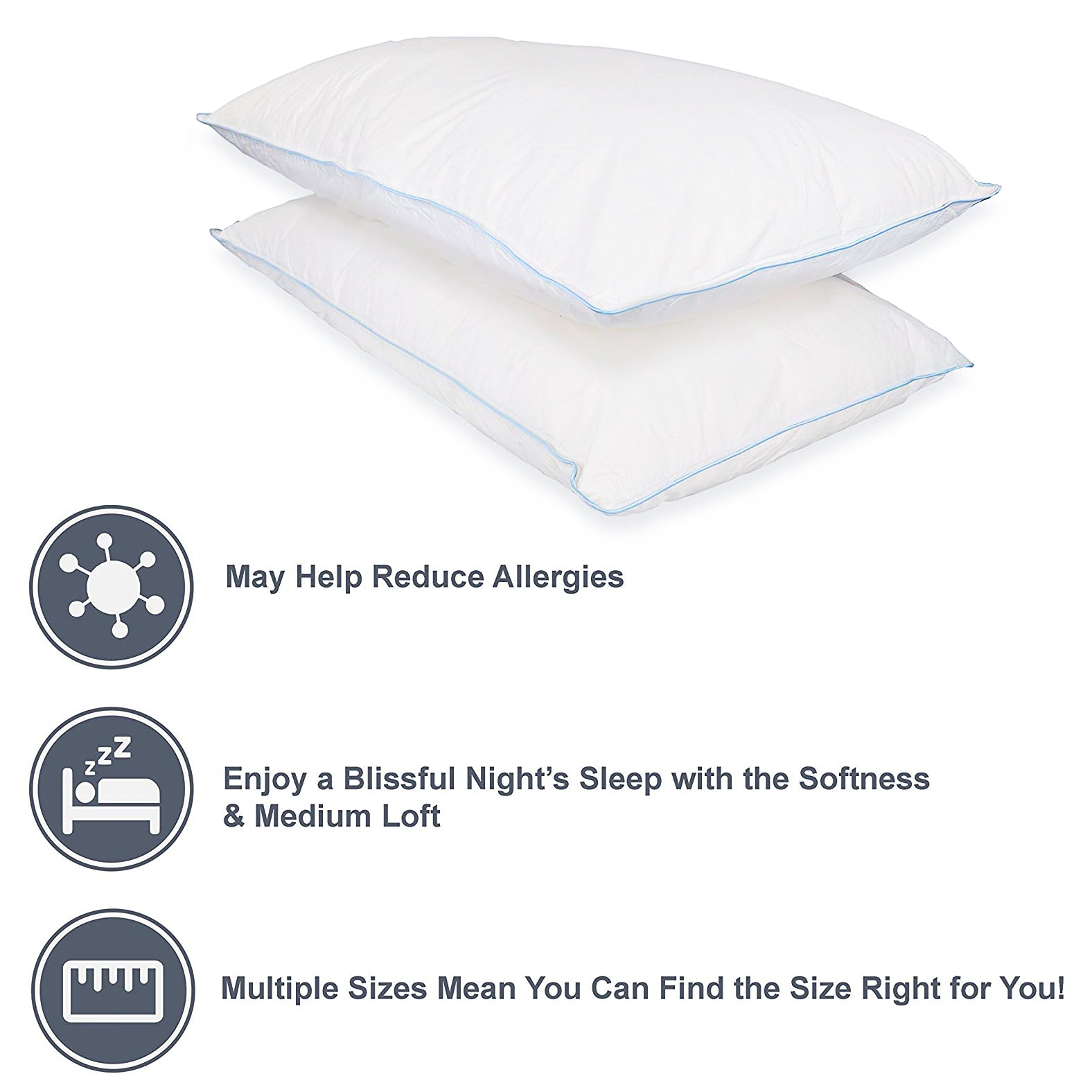 Premium Blue Cord Pillow - Soft Polyester Pillow for Couch, Bed & Sofa | One Size Fits Most | Perfect for Home Decor, Lounging & Guest Rooms