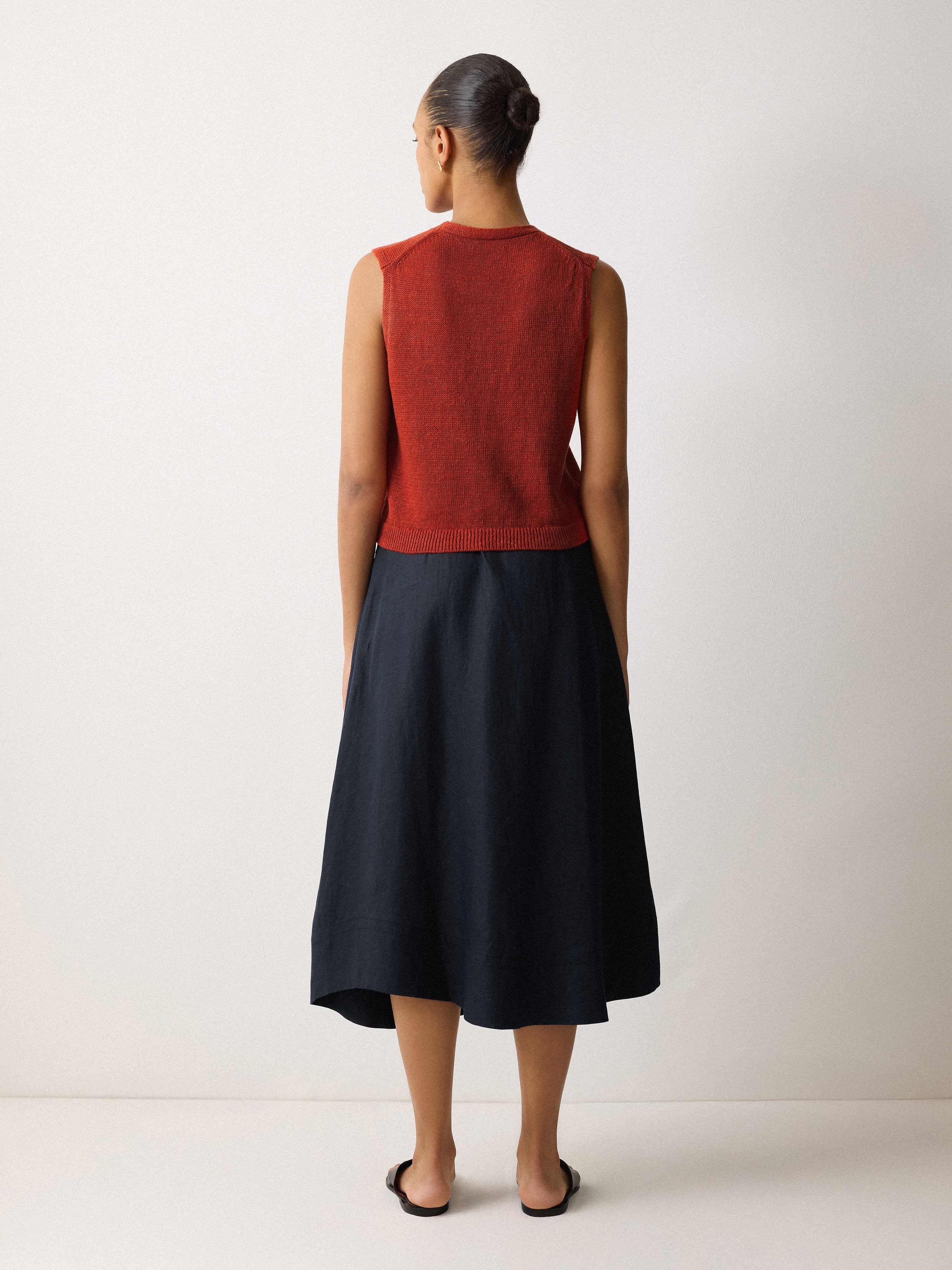 Linen Wrap Detail Skirt in Navy Blue - Perfect for Summer Outfits, Beach Vacations & Casual Chic Style