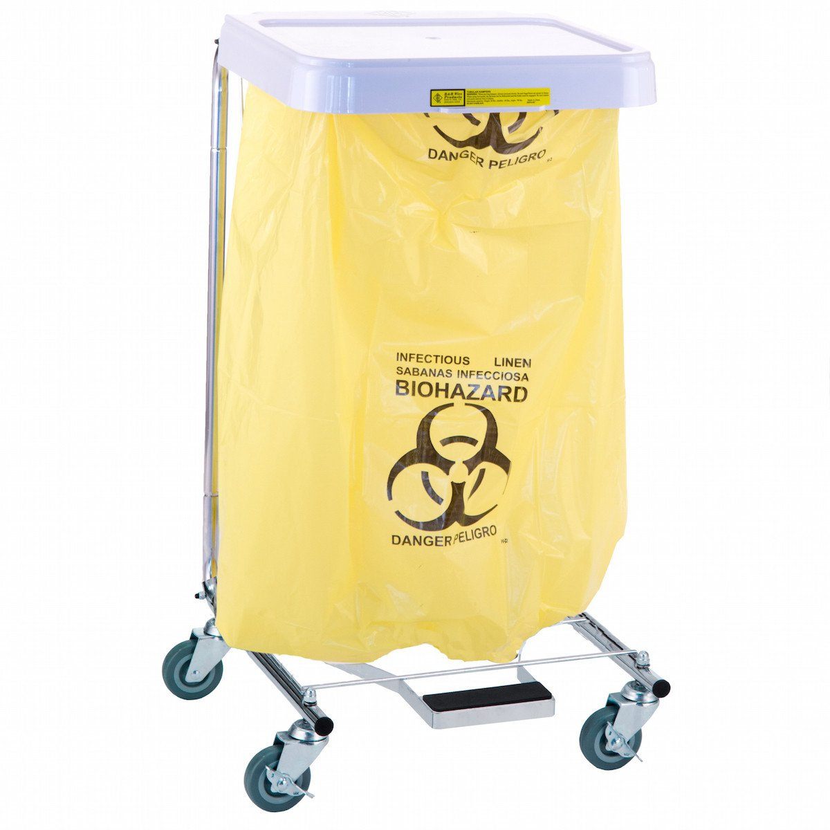 Disposable Poly Linen Liner Bags 200 Pack - Yellow & Black Print - Hygienic Waste Containment for Medical, Food Service, and Home Use
