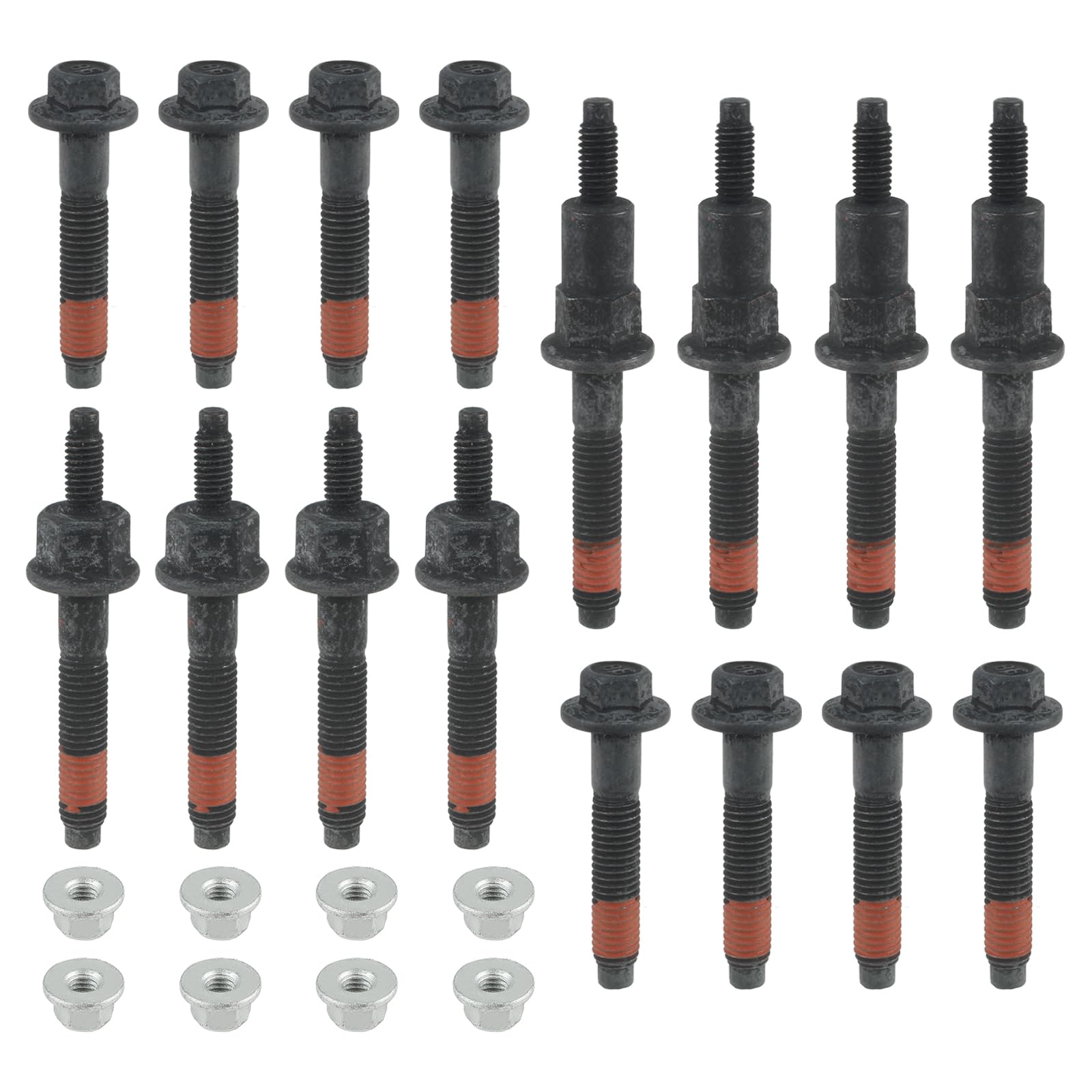 24PCS Exhaust Manifold Bolt Stud Nut Hex Screw Hardware Kit - Compatible with Chrysler, Jeep, Dodge Dakota, Ram 1500 4.7L - Replaces 6505257AA, 6504331, 6504340, 6508219AA, 6508220AA - Perfect for Engine Repairs & Maintenance