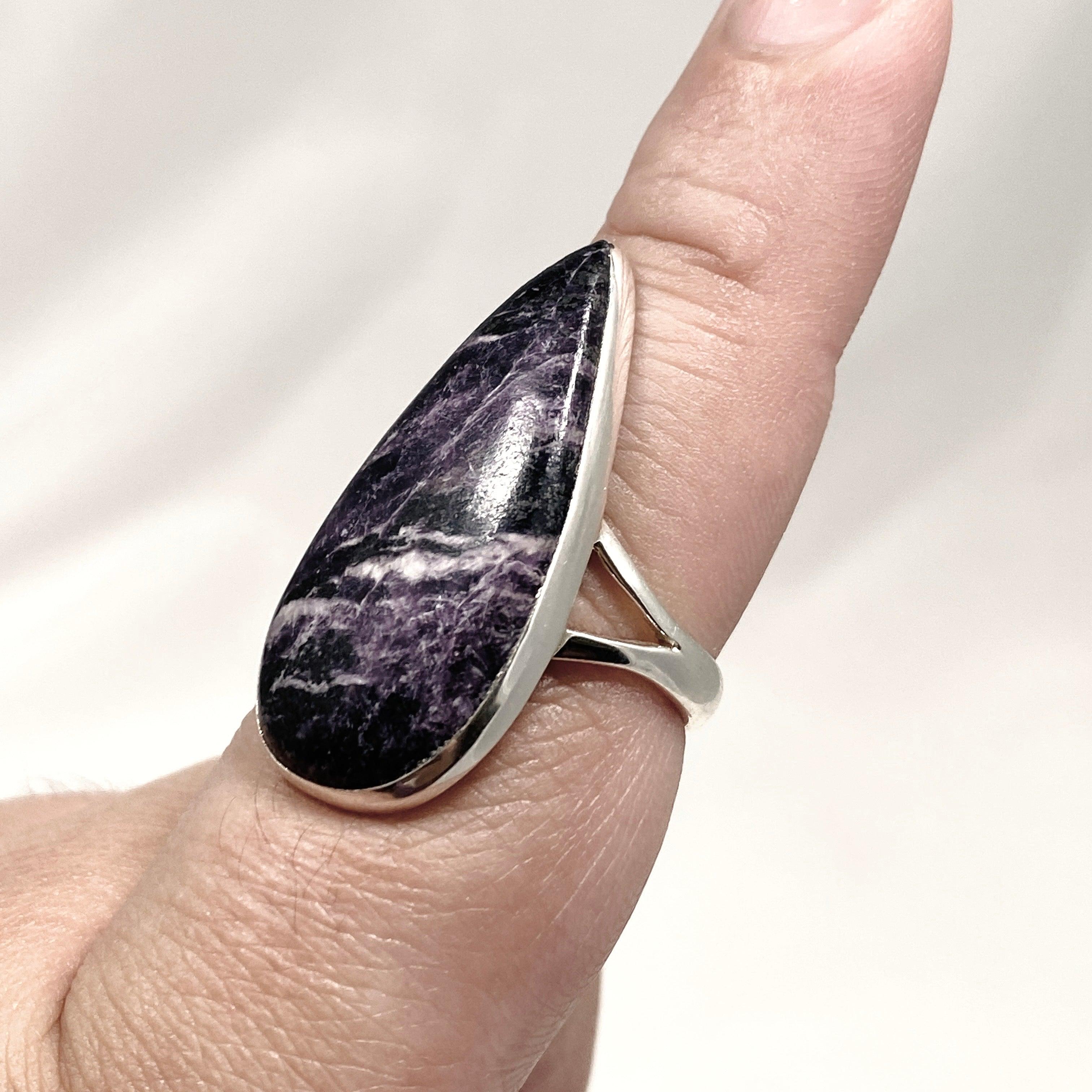 Kammererite Teardrop Split Band Ring for Women - Size 9 KRGJ3143 | Elegant Purple Stone Jewelry for Parties, Weddings & Special Occasions