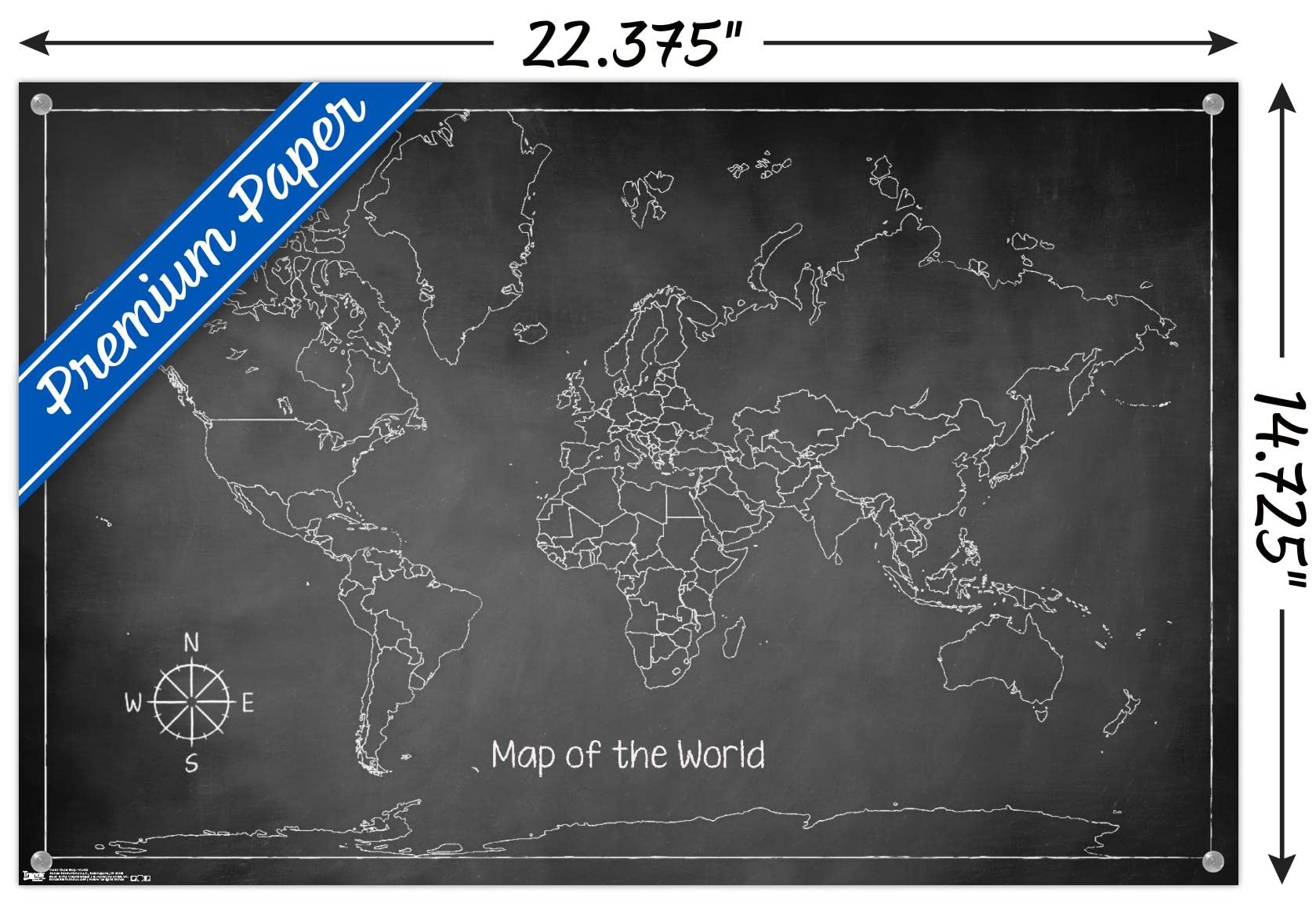 World Map Wall Poster with Push Pins - Travel Planning & Geography Decor for Home, Office, or Classroom