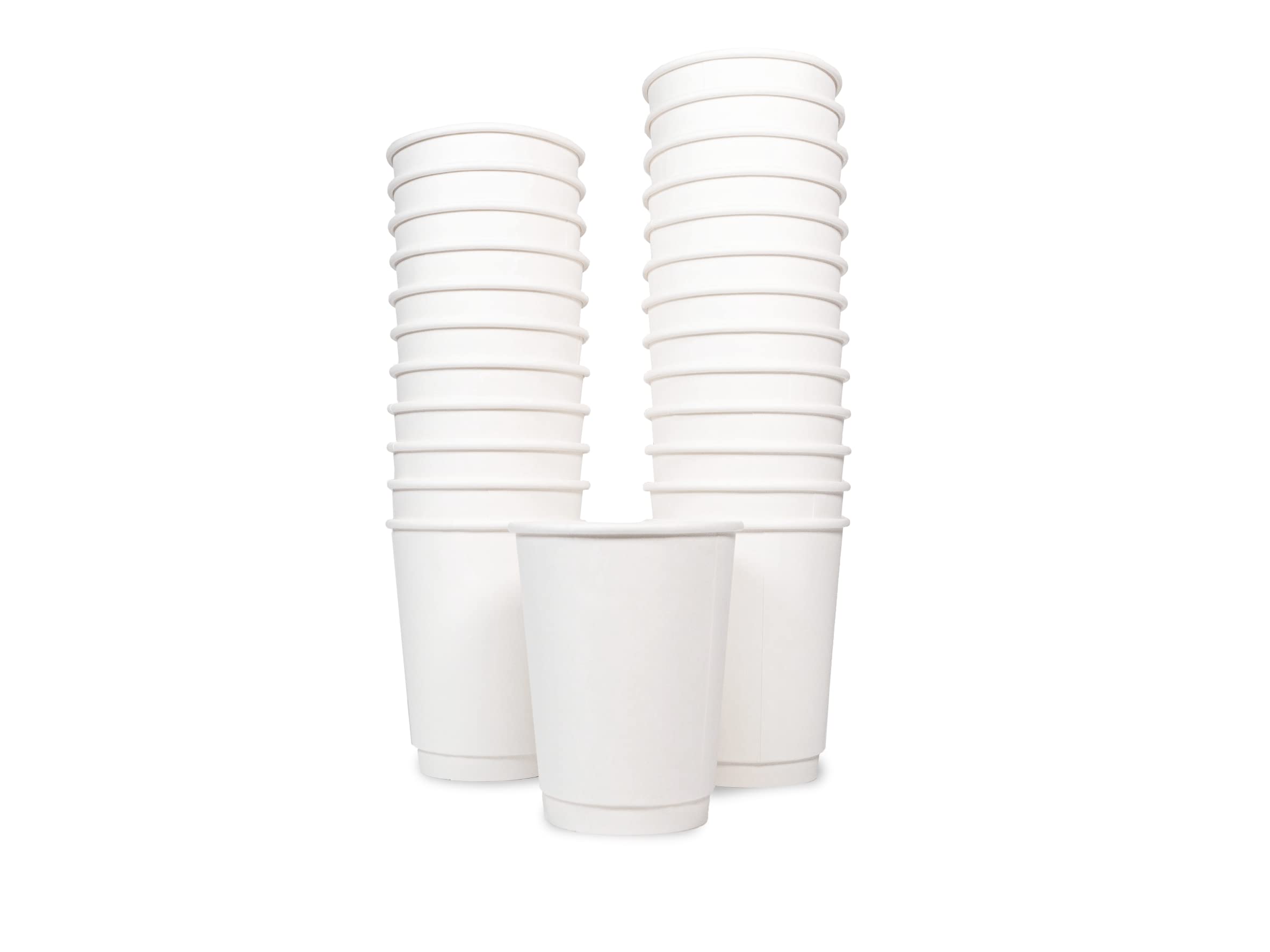 12 oz White Double Wall Insulated Disposable Coffee Cups - 500 Pack, Hot & Cold Drink Containers for Coffee, Tea, Espresso, Cocoa - Perfect for Cafes, Offices, Parties, and Takeout
