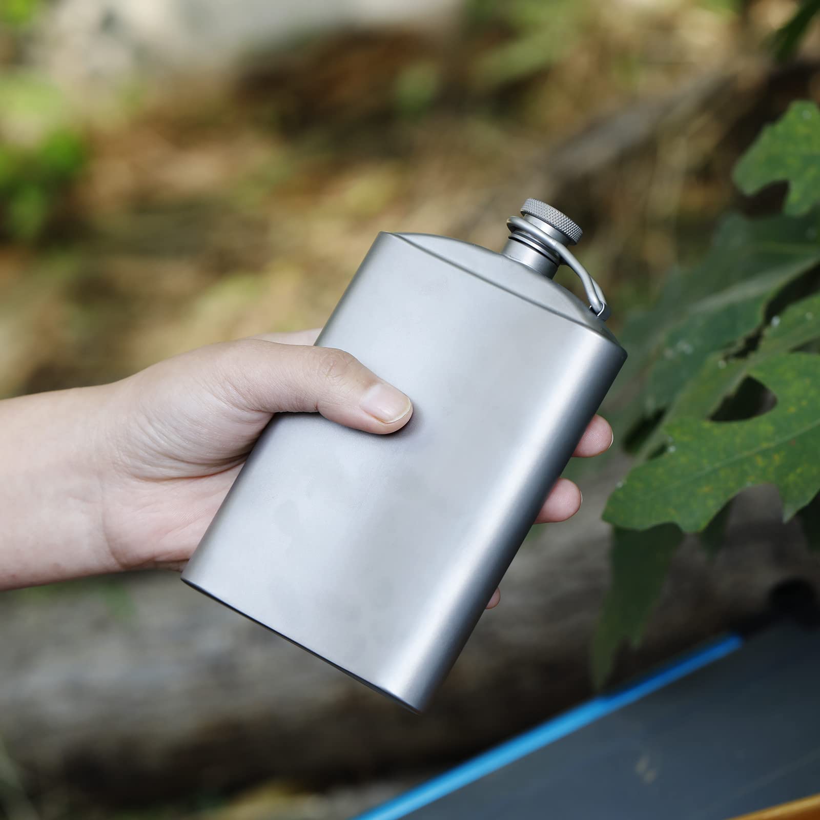 Premium 260ML Titanium Hip Flask with Funnel & Cap - Lightweight Outdoor Portable Liquor Flask for Camping, Hiking, Travel & Gifts