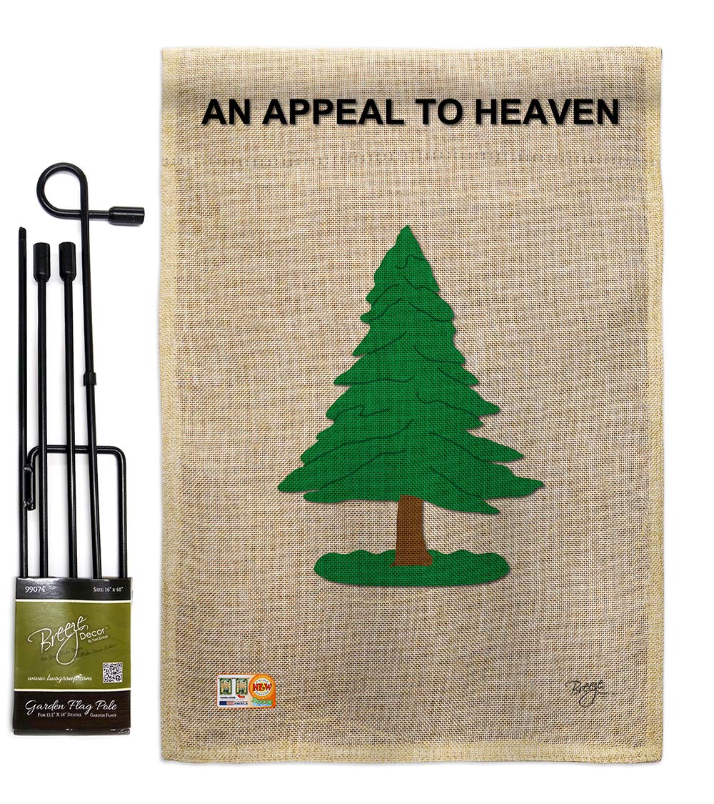 Pine Tree Burlap Garden Flag Set - Patriotic Yard Decor for US Holidays