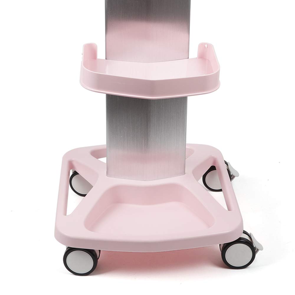 Pink Aluminum Beauty Salon Rolling Cart with Wheels - Large 33lbs Capacity Tray Stand for Hair Styling, Nail & Makeup Tools - Perfect for Salon, Spa, Home & Mobile Beauty Services