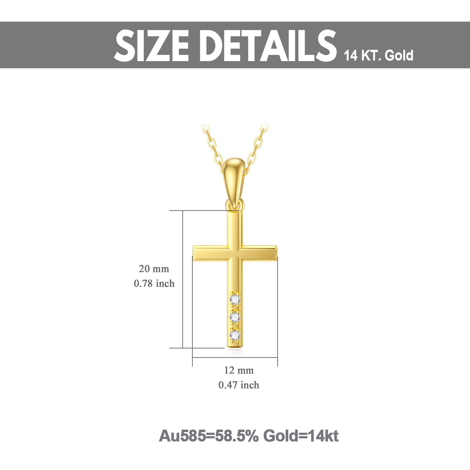 14K Gold Natural Diamond Cross Necklace for Women - Elegant Dainty Gold Diamond Pendant Jewelry, Religious Blessing Gift for Mom, Wife - Perfect for Church, Weddings, Baptisms & Special Occasions