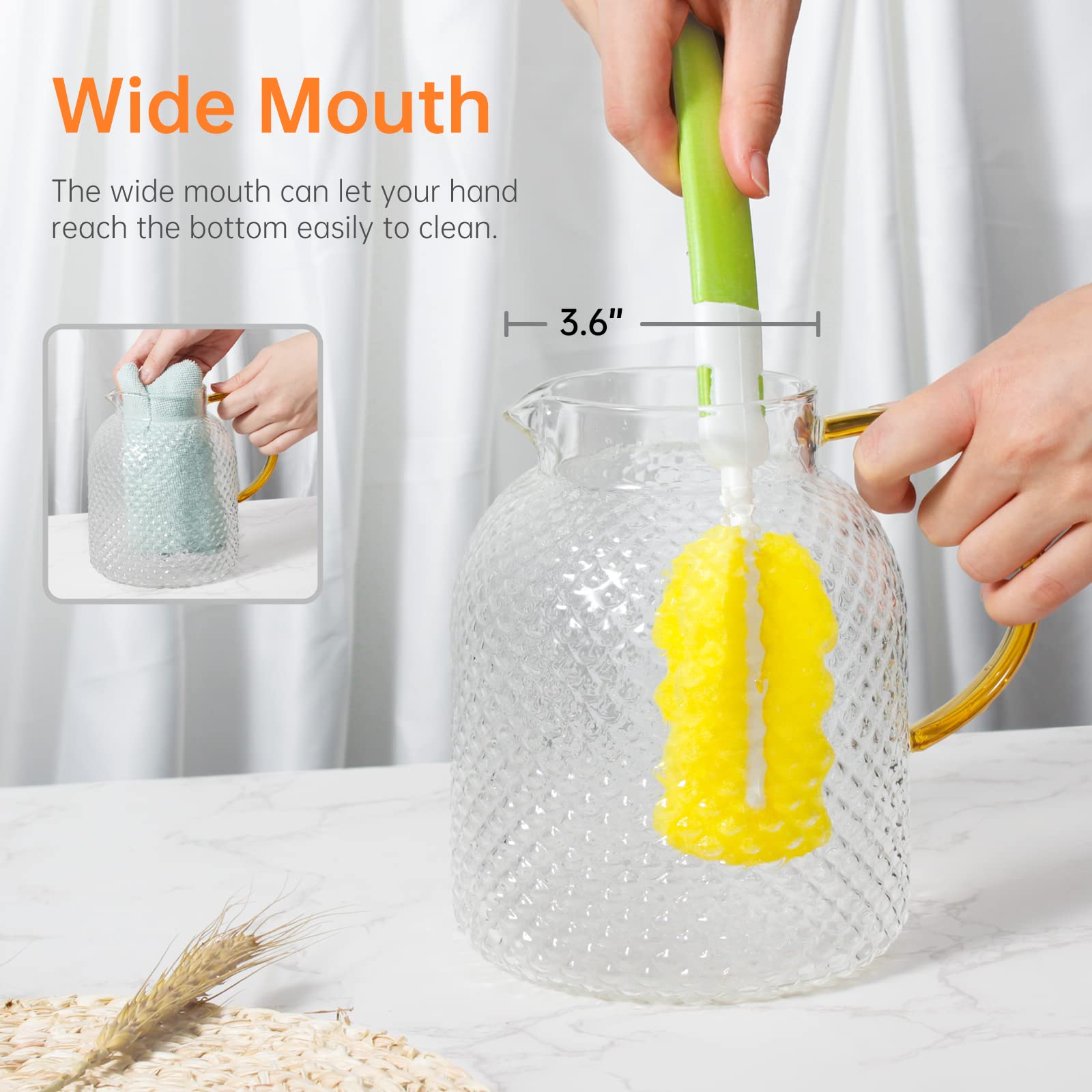 ZBUFAN 60oz Glass Pitcher with Lid and Spout - 1.8L Iced Tea & Lemonade Pitcher - Beverage Carafe with Cleaning Brush - Perfect for Cold Drinks, Juice, Water - Ideal for Refrigerator, Summer BBQs, Picnics, Family Gatherings - Great for Entertaining, Outdoor Parties, and Home Use - Perfect for Kitchen, Dining Table, and Outdoor Events - Ideal for Serving Iced Tea at Backyard Parties, Lemonade Stands, and Poolside Gatherings