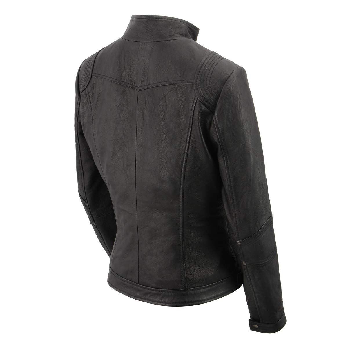 Milwaukee Leather SFL2801 Women's Racer Black Stand-Up Collar Motorcycle Jacket - Stylish & Protective Riding Gear for Urban Commutes & Weekend Adventures