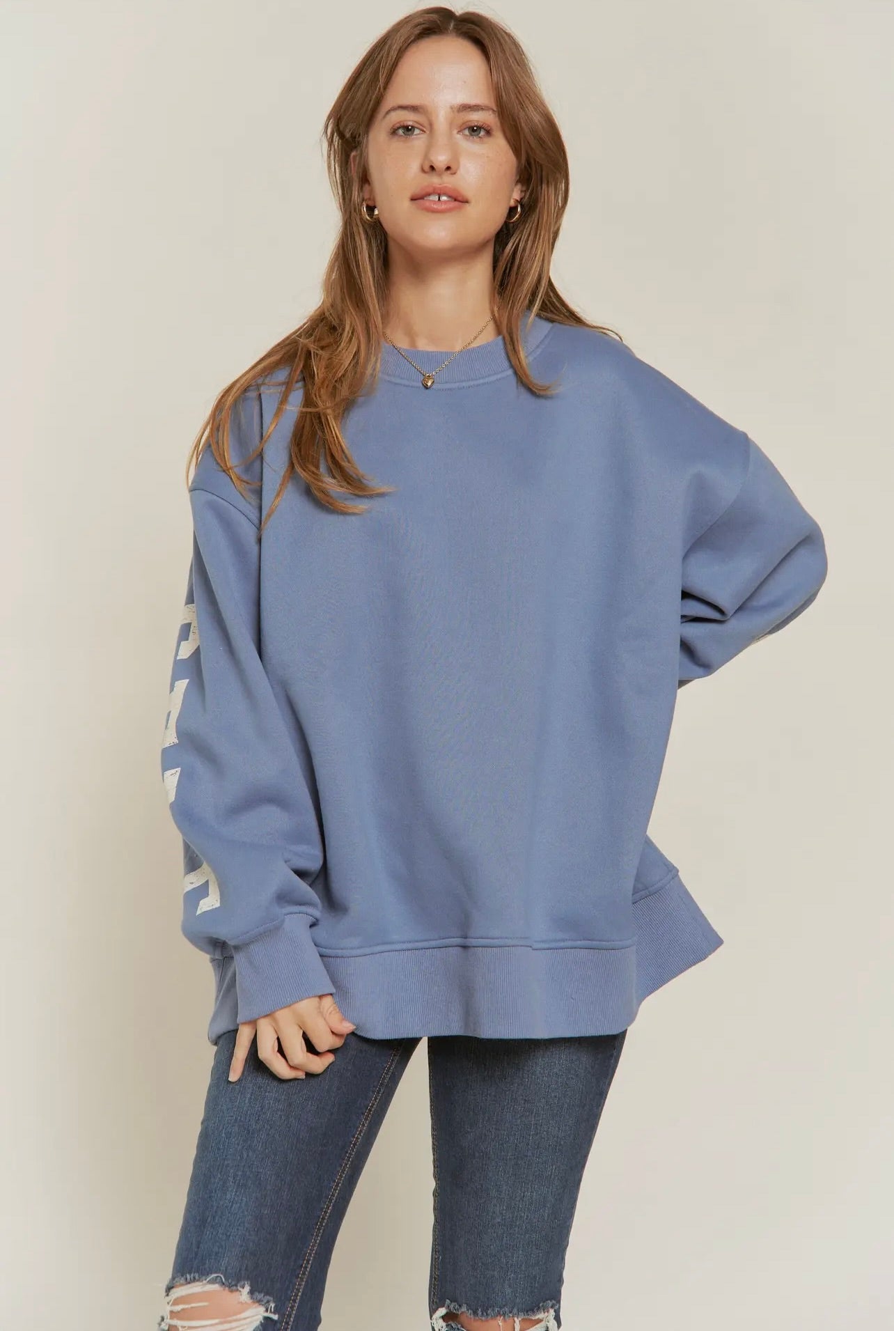Be Yourself Oversized Sweatshirt - Light Blue | Cozy Unisex Pullover Hoodie for Casual Wear, Loungewear & Street Style