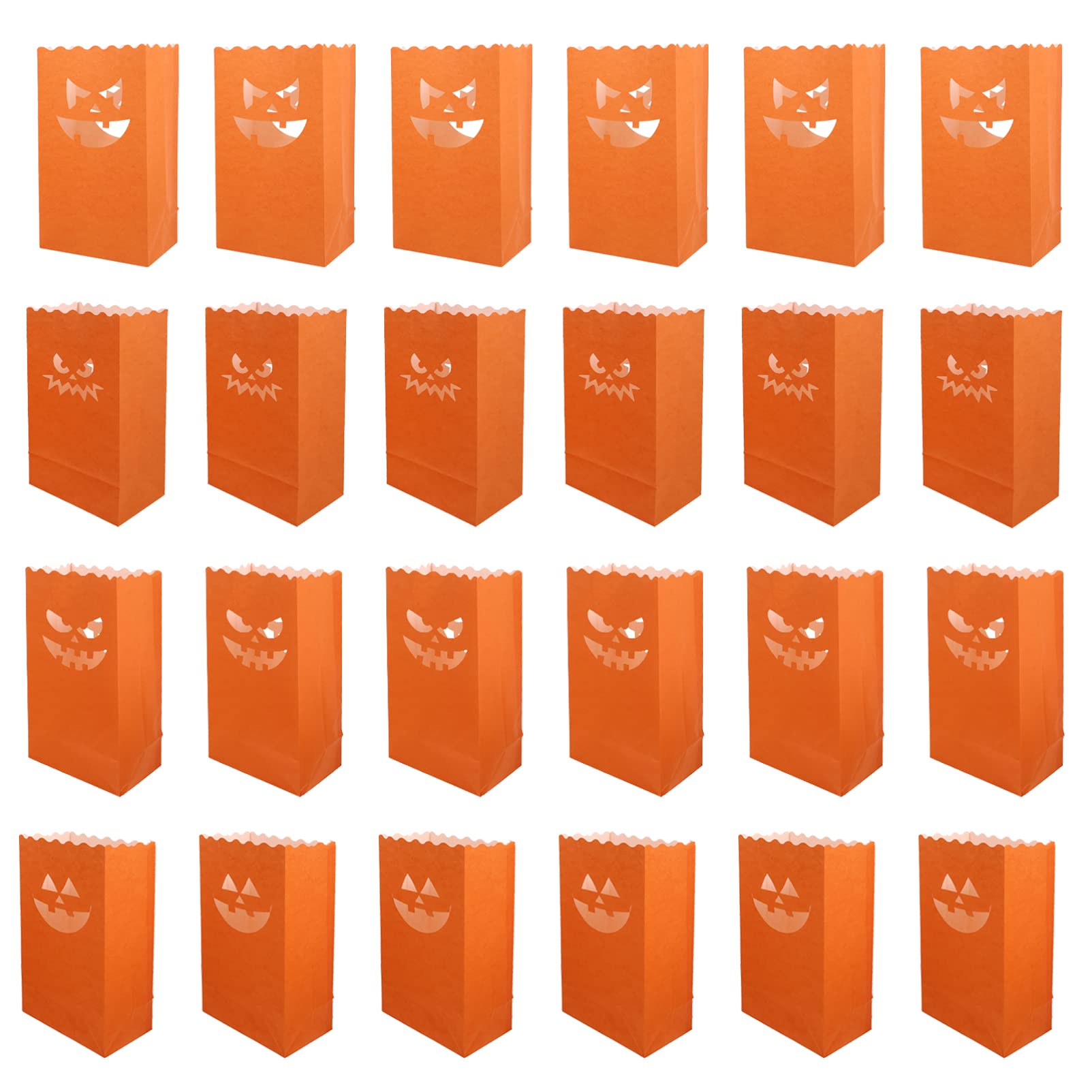 Balacoo 24-Pack Flame Resistant Halloween Luminary Bags - Orange Tea Light Candle Bags for Wedding, Halloween, Thanksgiving & Christmas Decorations - Perfect for Party, Festival & Home Decor