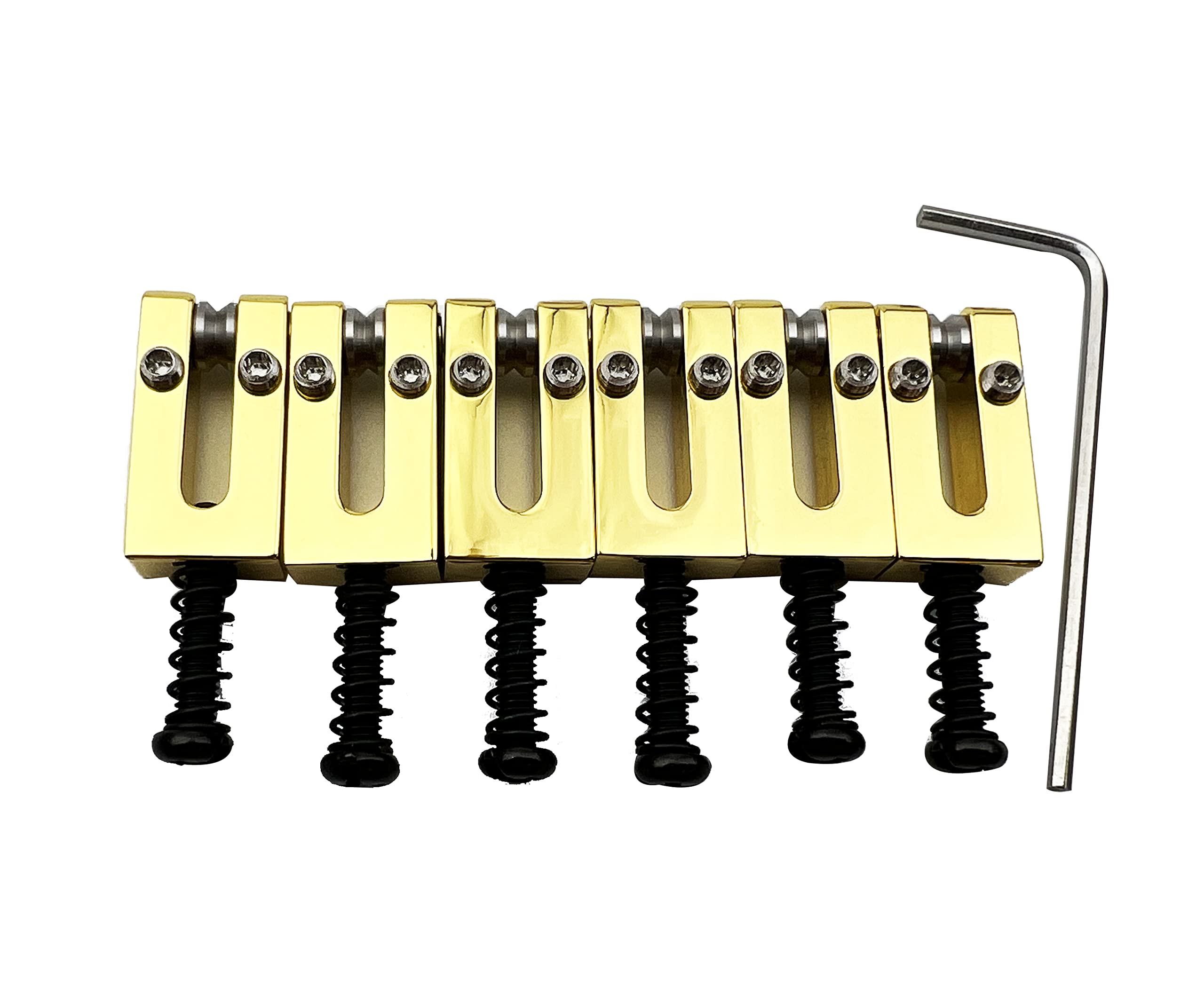 Guyker 10.5MM Brass Tremolo Bridge Saddles for Strat ST & Tele TL Electric Guitars - 6-Pack Gold Modern Guitar Replacement Parts | Perfect for Upgrades, Repairs & Professional Performances