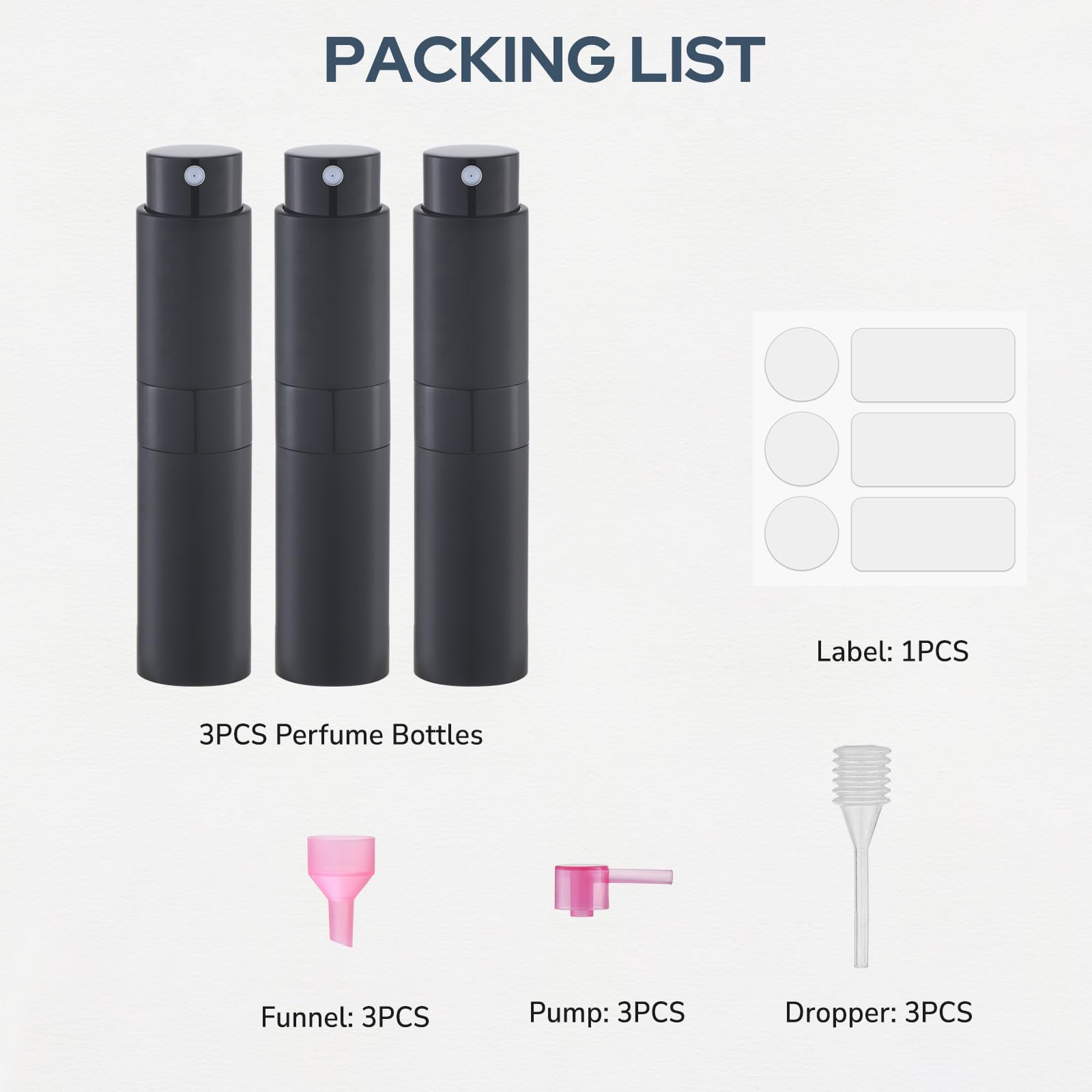 Refillable Perfume Atomizer Travel Bottle - Portable Cologne Sprayer for Men & Women - 8ml Mini Empty Spray Bottle (Black) - Perfect for Gym, Travel & On-the-Go Fragrance Touch Ups