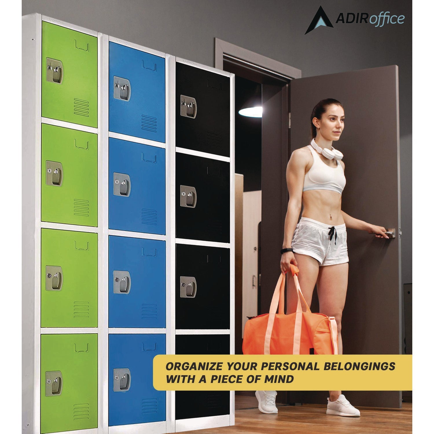 AdirOffice 4-Compartment Steel Storage Locker - 12