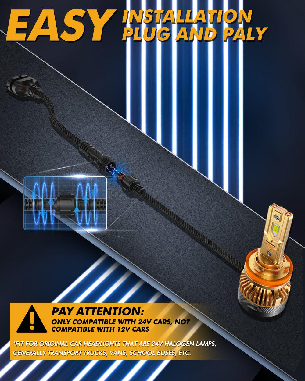 2019 Freightliner Cascadia H11 LED Headlight Bulbs Kit - Super Bright 6000K White Light, Plug and Play Replacement - Perfect for Night Driving, Foggy Conditions & Enhanced Road Visibility