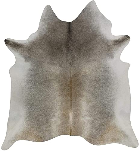 Premium Gray & White Cowhide Rug 5x7 ft - Genuine Hair-On Cow Skin Leather Area Rug for Living Room, Bedroom & Boho Decor