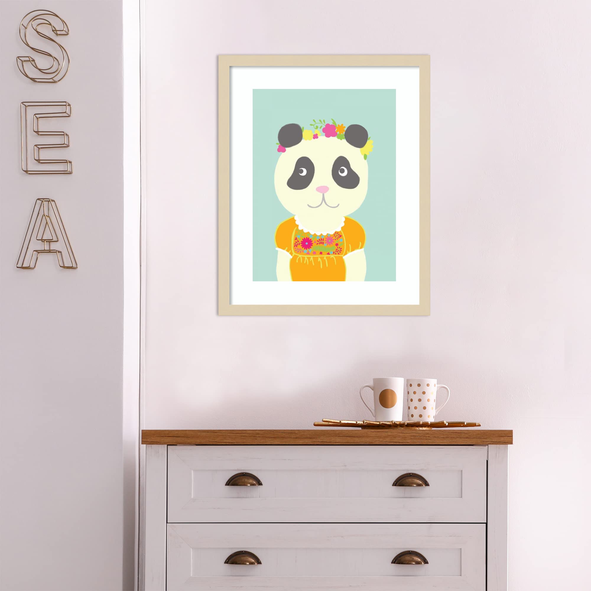 Amanti Art Framed Wall Art Print - 21x17 Fancy Animals IV by Chariklia Zarris | Whimsical Animal Wall Decor | Small Poster Painting for Living Room, Bedroom, Office | Perfect for Nursery, Bathroom & Kitchen Decor