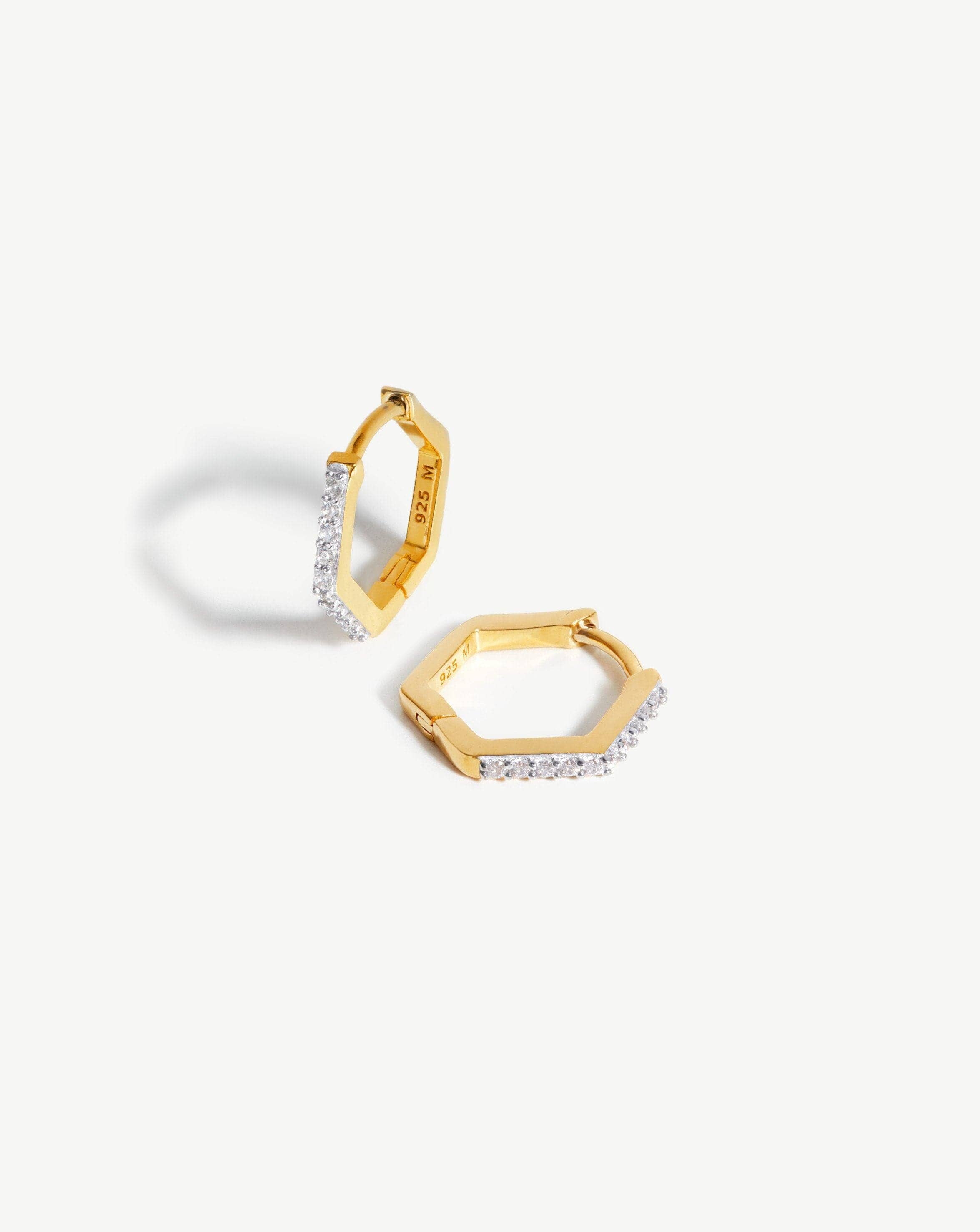 Pave Hex Huggie Earrings - Sparkling Cubic Zirconia Huggie Hoops for Everyday Wear | Perfect for Work, Parties & Special Occasions