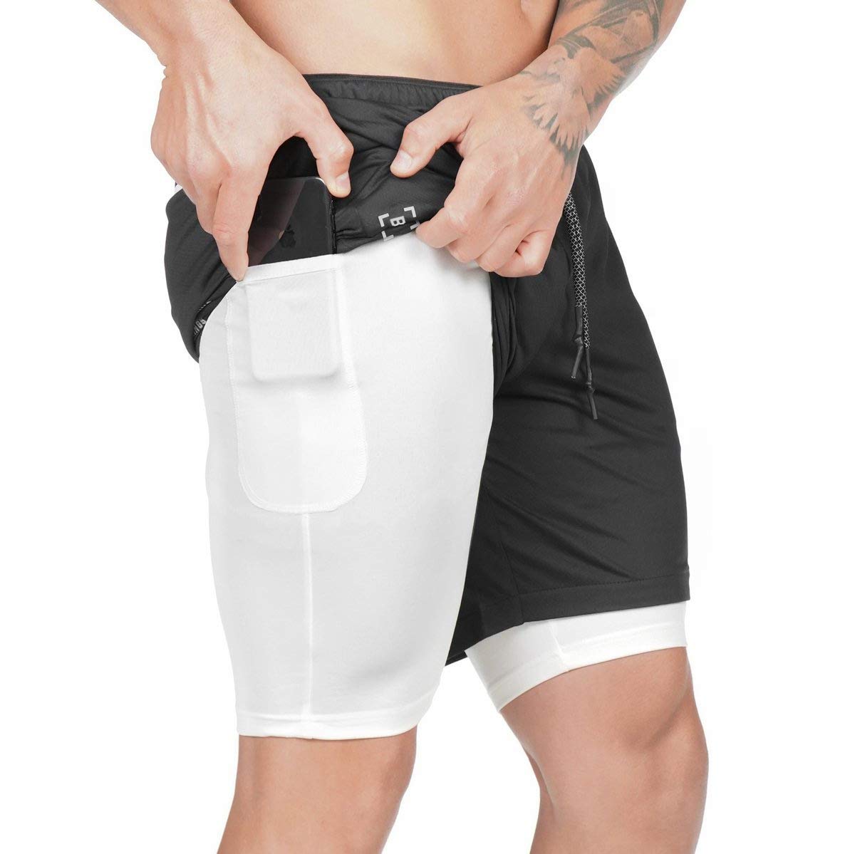 Sandbank Men's 2-in-1 Workout Shorts - Lightweight Running & Gym Training Shorts with Built-in Liner & Towel Loop - Perfect for Jogging, Basketball & Fitness Training