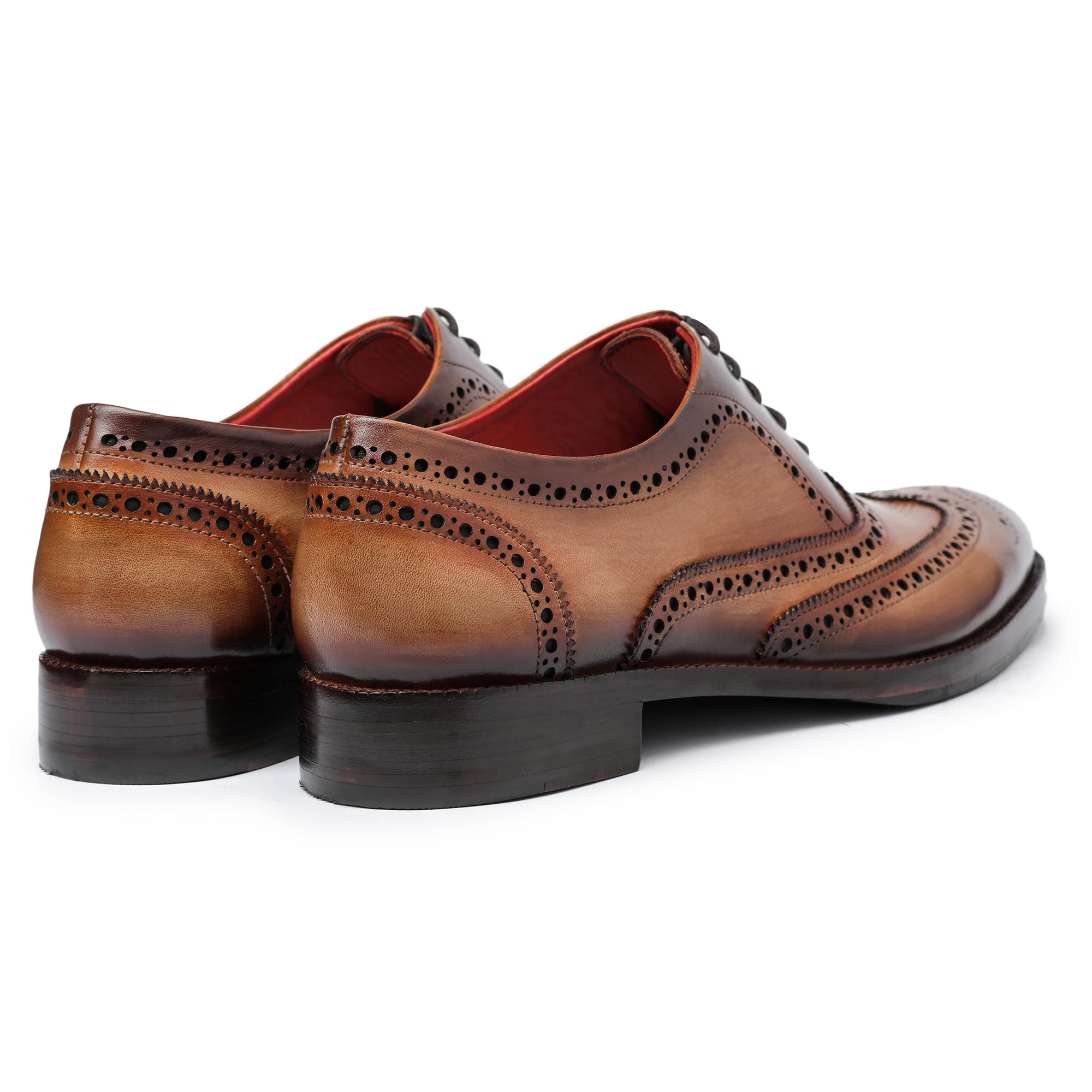 Handcrafted Genuine Leather Wingtip Brogue Oxford Dress Shoes for Men - Classic Lace-Up Formal Footwear for Weddings, Business & Office Wear