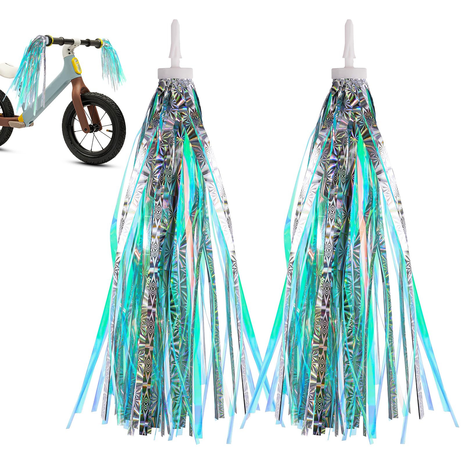 Colorful Kids Bike Handlebar Streamers - Easy Attach Tassel Ribbon Accessories for Children's Bicycles & Scooters | Perfect for Girls & Boys Birthday Gifts, Bike Decorations and Outdoor Play (Blue)